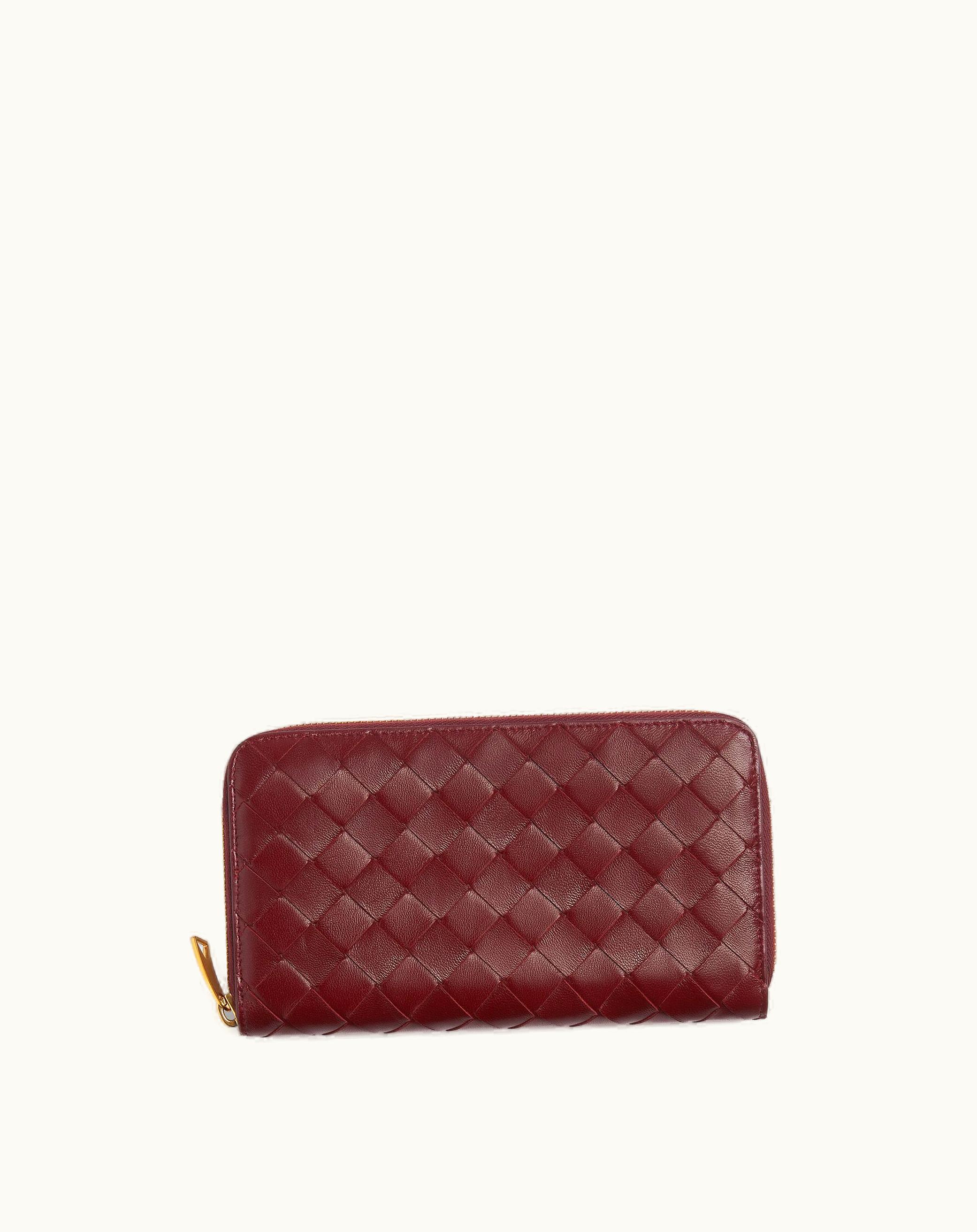 Bottega Veneta Bottega Veneta Women's Intrecciato Zip Around Wallet In Cherry