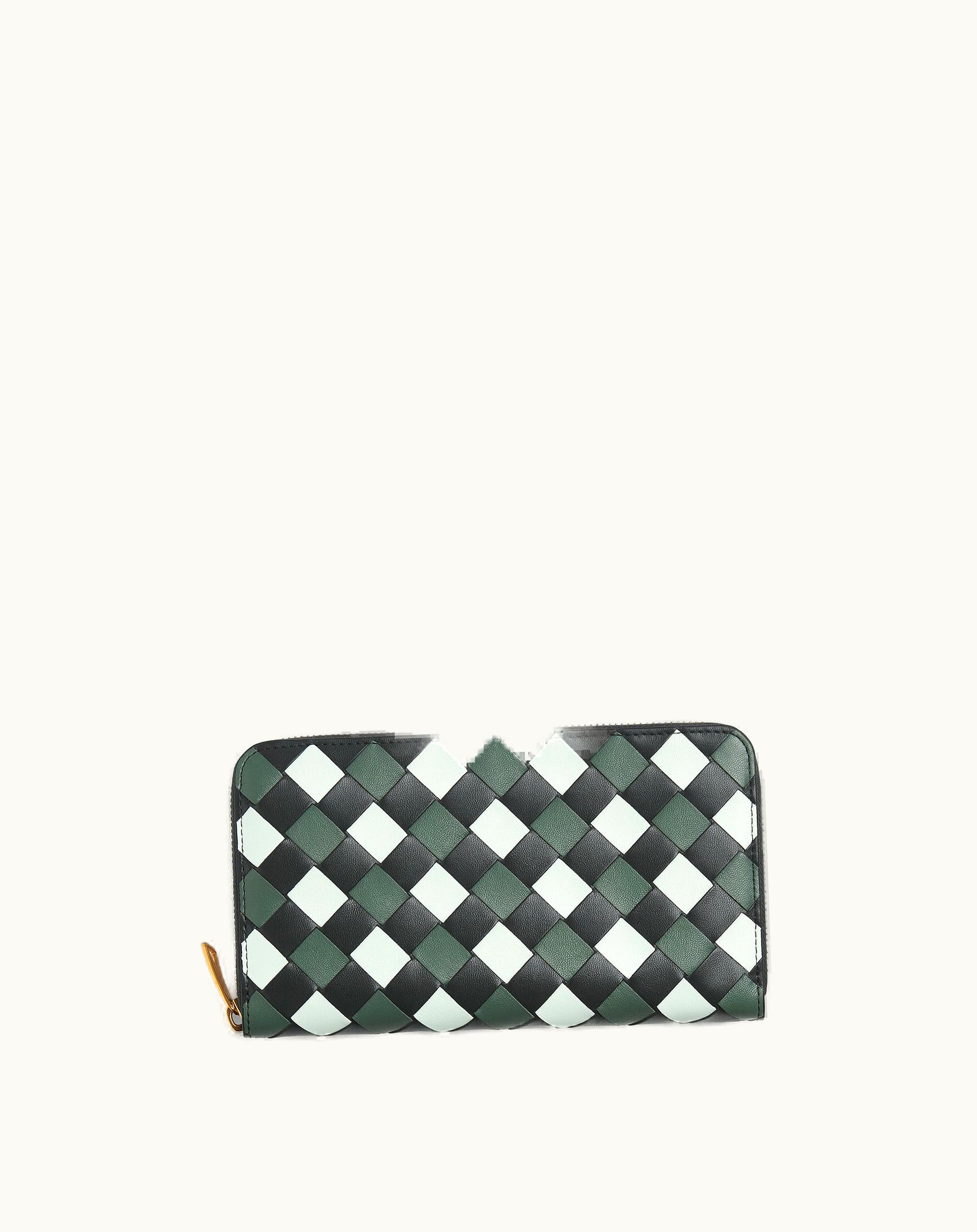 Bottega Veneta Bottega Veneta Women's Intrecciato Zip Around Wallet In Ardoise / Glacier / Aloe