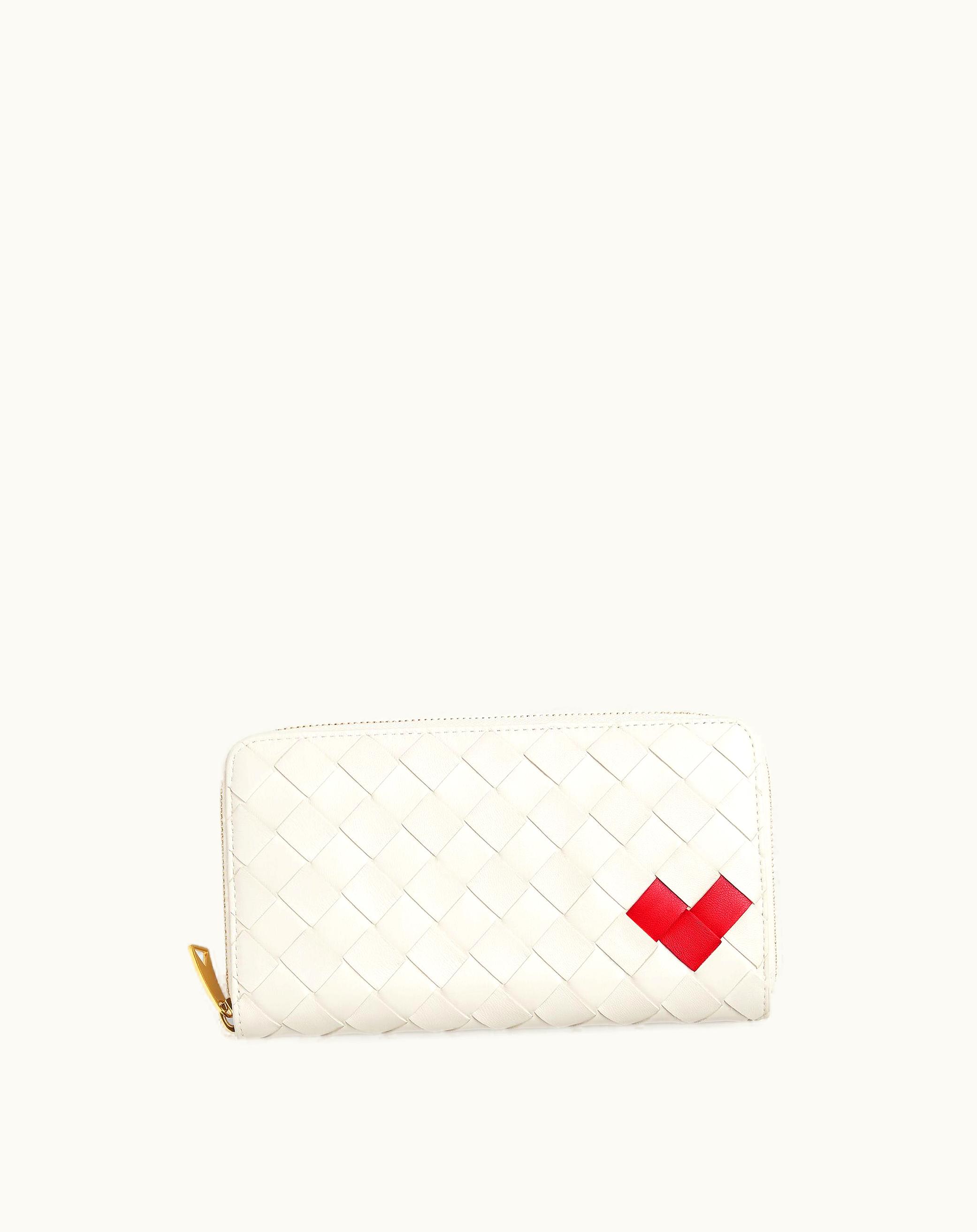 Bottega Veneta Bottega Veneta Women's Intrecciato Zip Around Wallet In White / Vernis