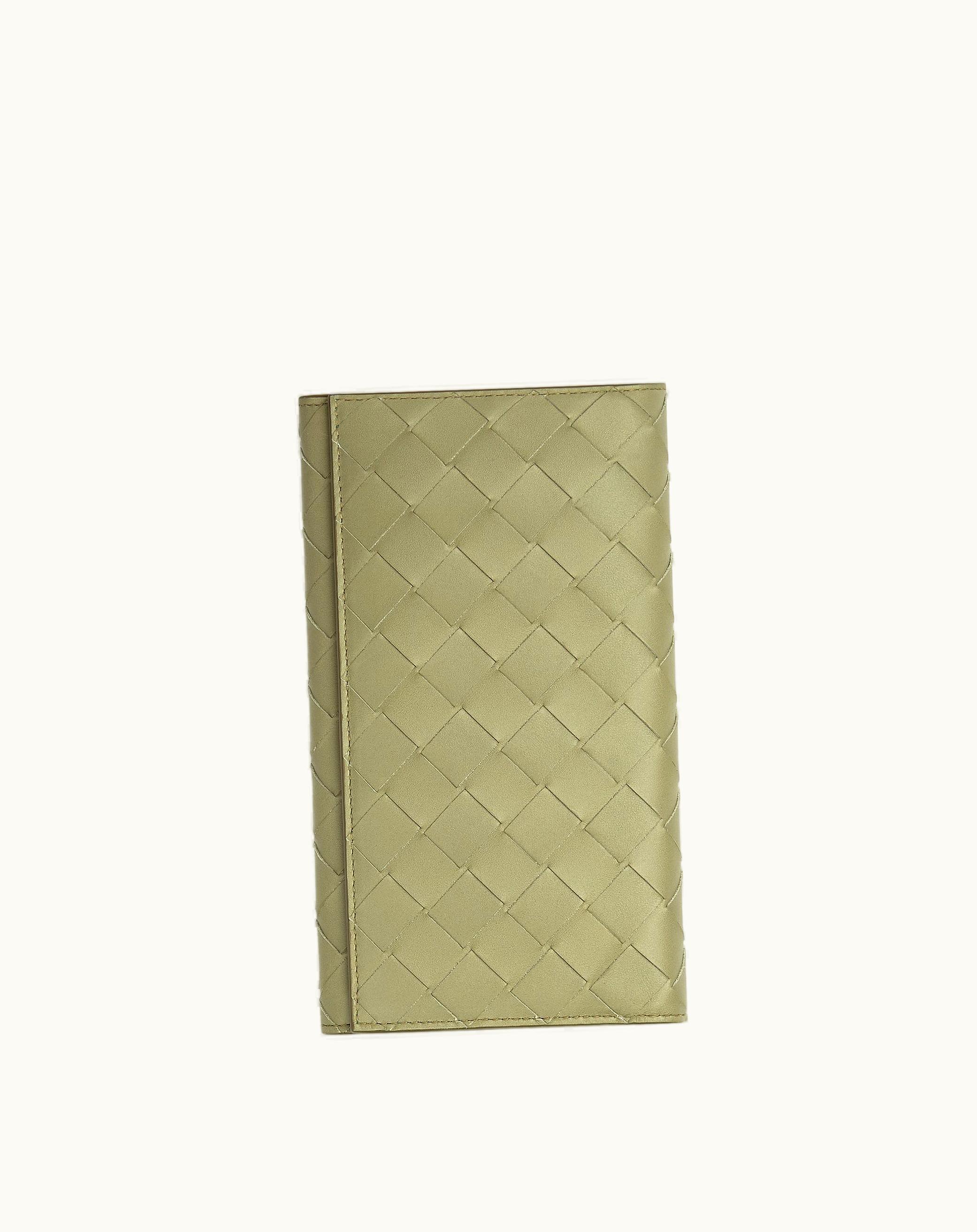 Bottega Veneta Bottega Veneta Men's Long Intrecciato Wallet In Travertine / Parakeet