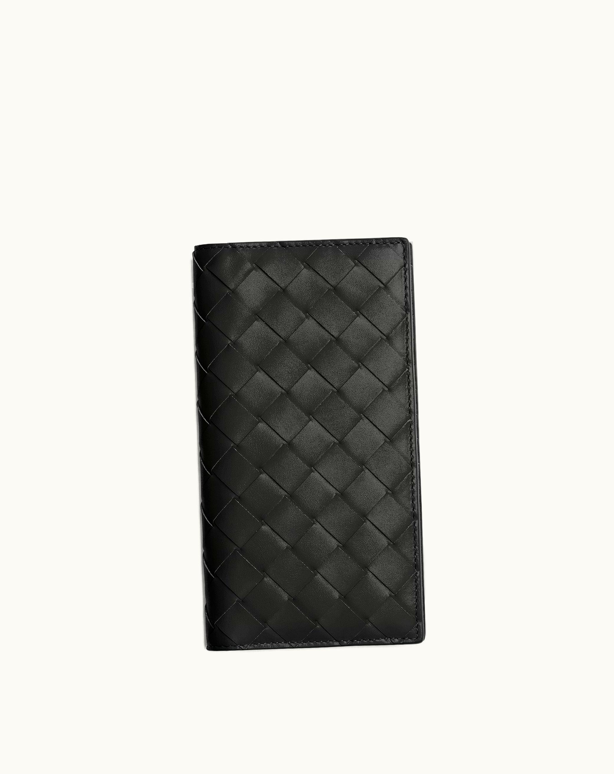 Bottega Veneta Bottega Veneta Men's Slim Intrecciato Long Wallet In Nero