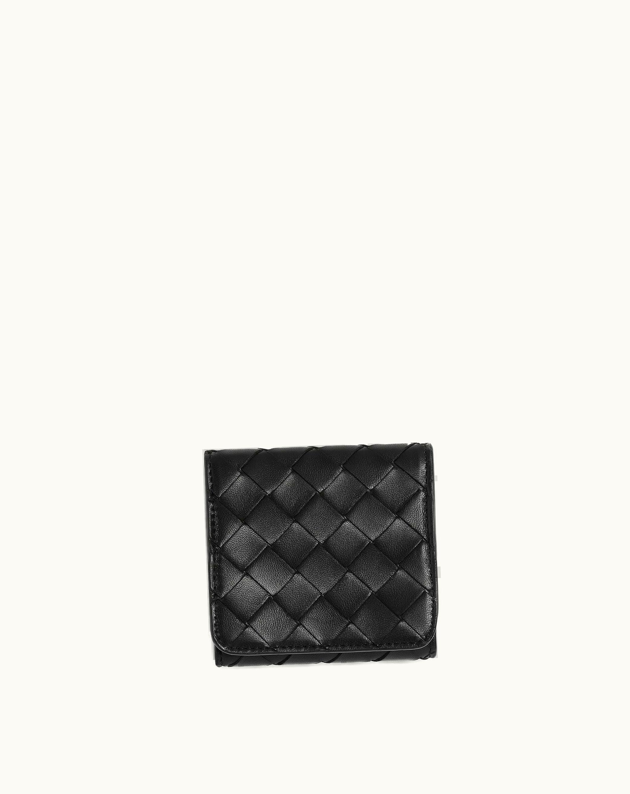 Bottega Veneta Bottega Veneta Women's Intrecciato Compact Tri-Fold Wallet In Black