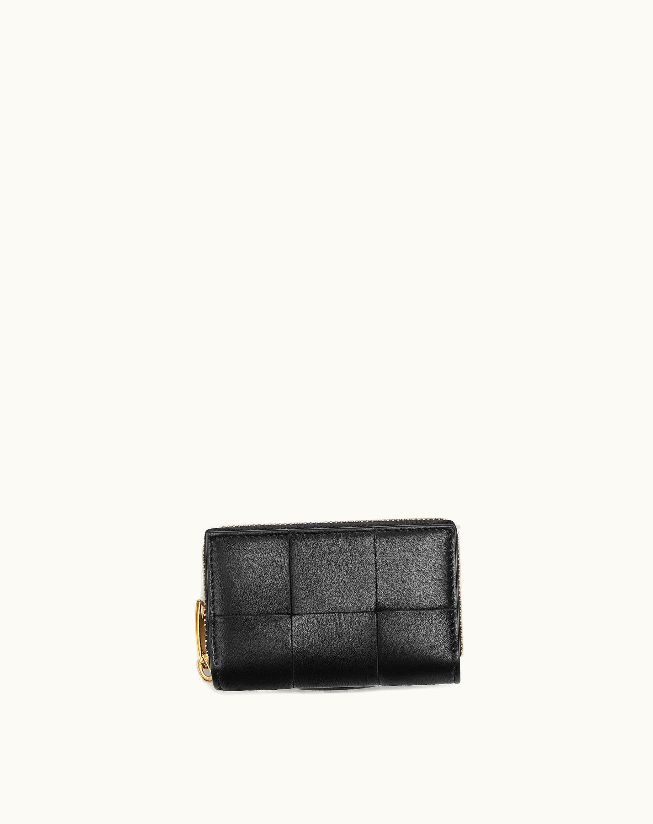Bottega Veneta Bottega Veneta Women's Cassette Accordion Zip Around Card Holder In Black