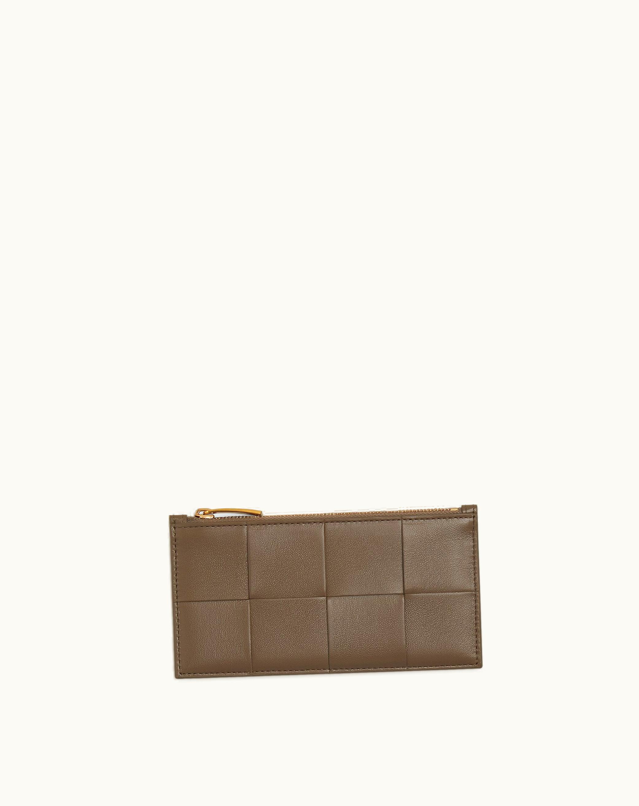 Bottega Veneta Bottega Veneta Women's Cassette Long Zippered Card Case In Taupe Grey