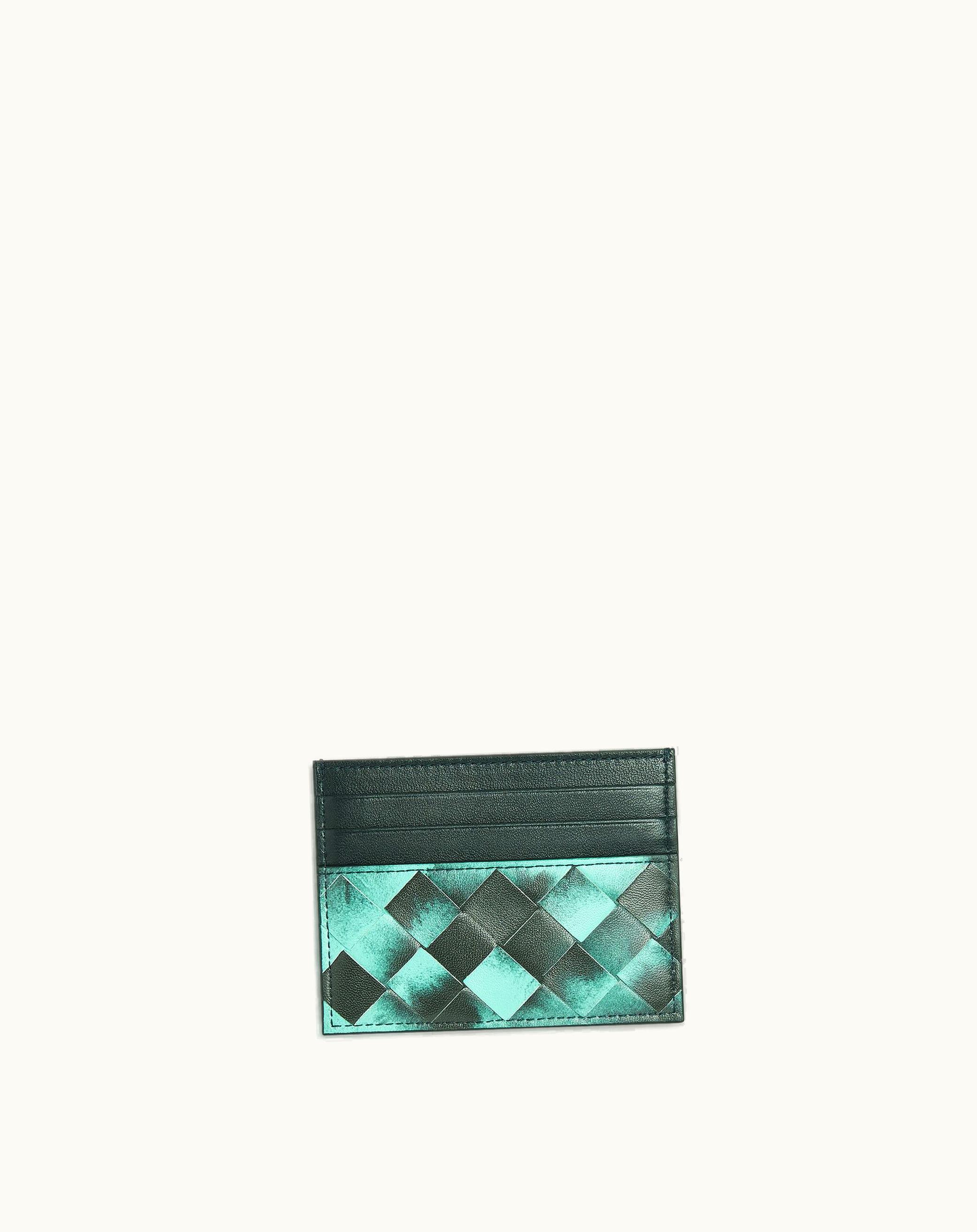 Bottega Veneta Bottega Veneta Women's Intrecciato Credit Card Case In Celadon / Inkwell