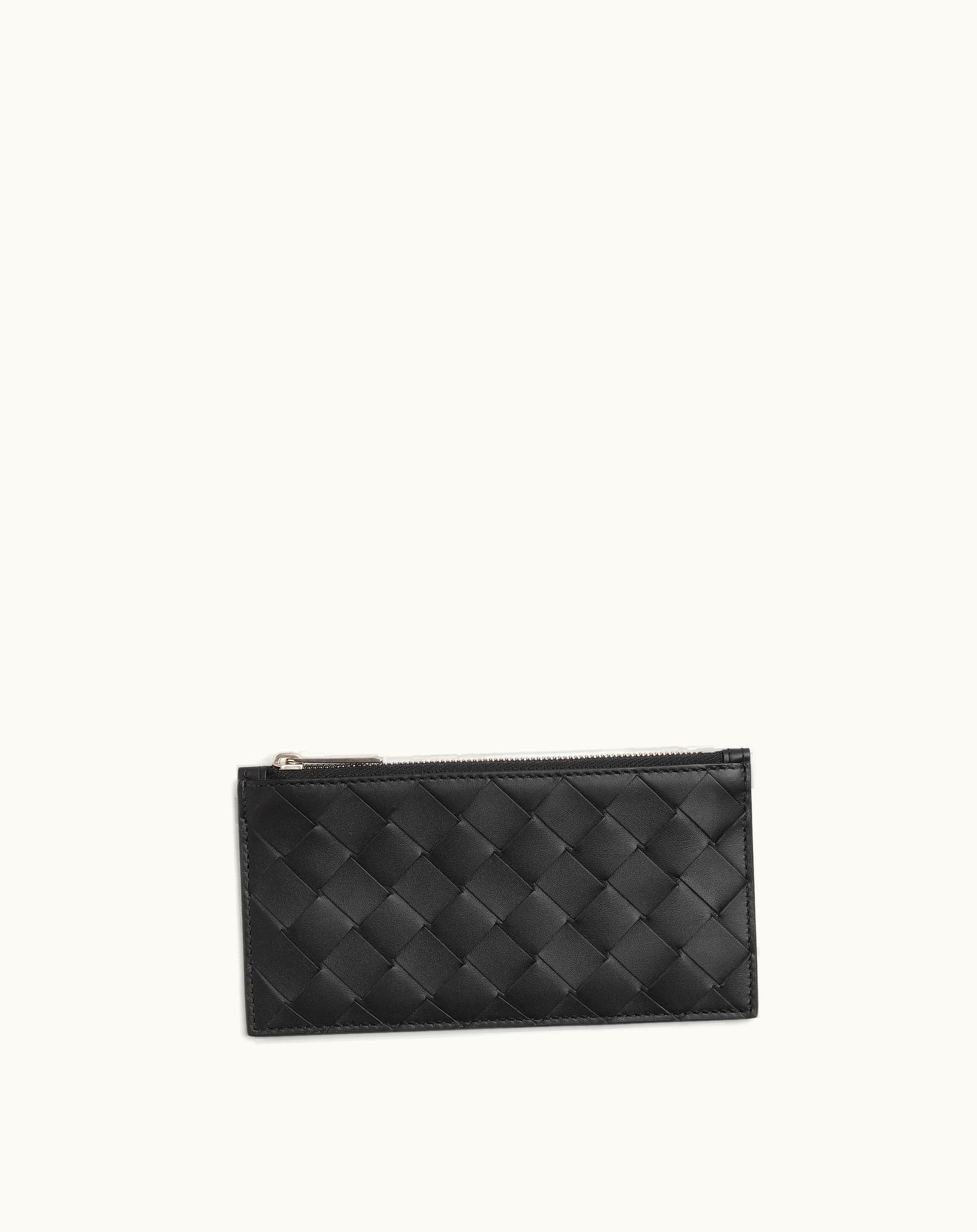 Bottega Veneta Bottega Veneta Men's Intrecciato Long Zippered Card Case In Black