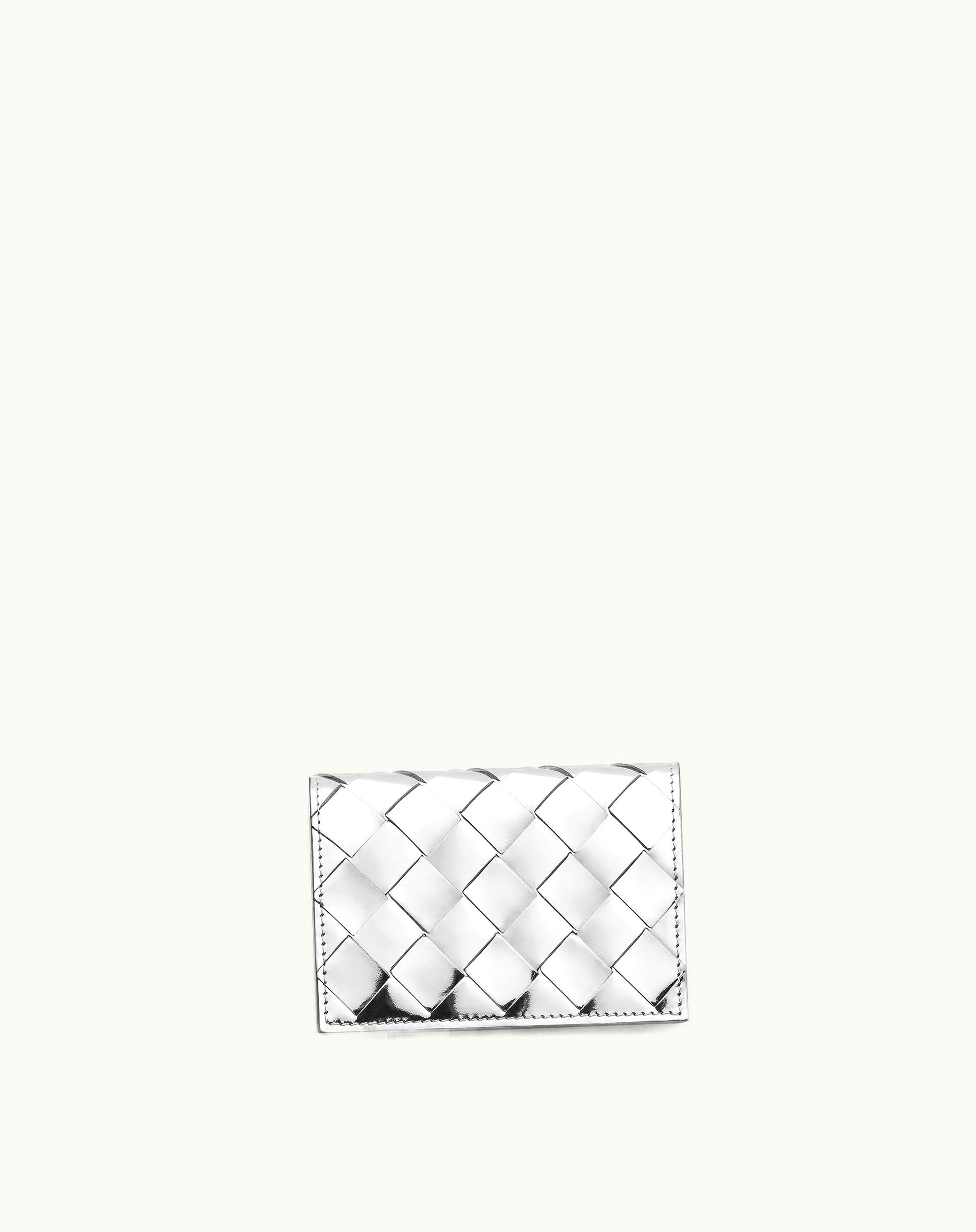 Bottega Veneta Bottega Veneta Women's Intrecciato Business Card Case In Silver