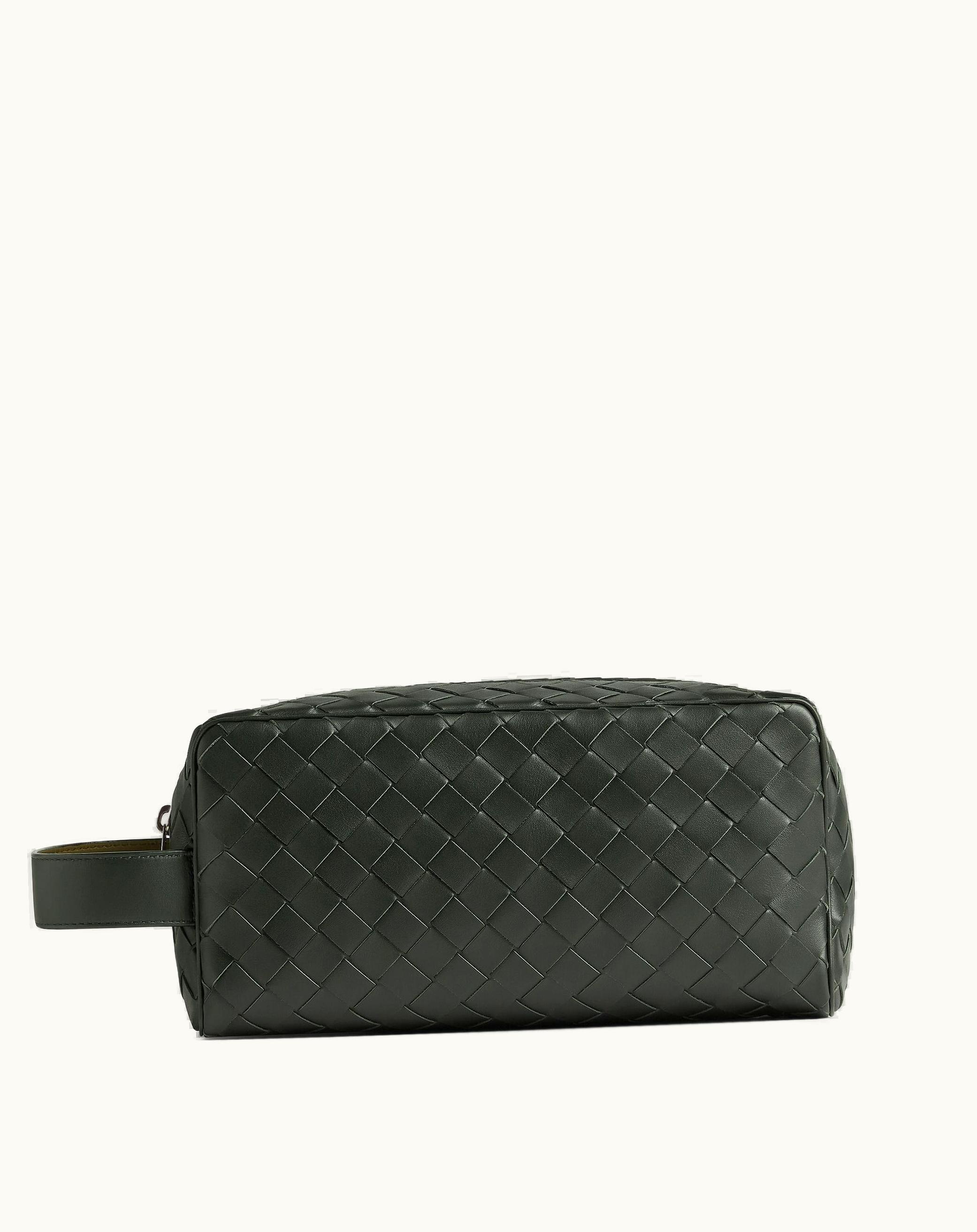 Bottega Veneta Bottega Veneta Men's Intrecciato Travel Pouch In Dark Green / Mud