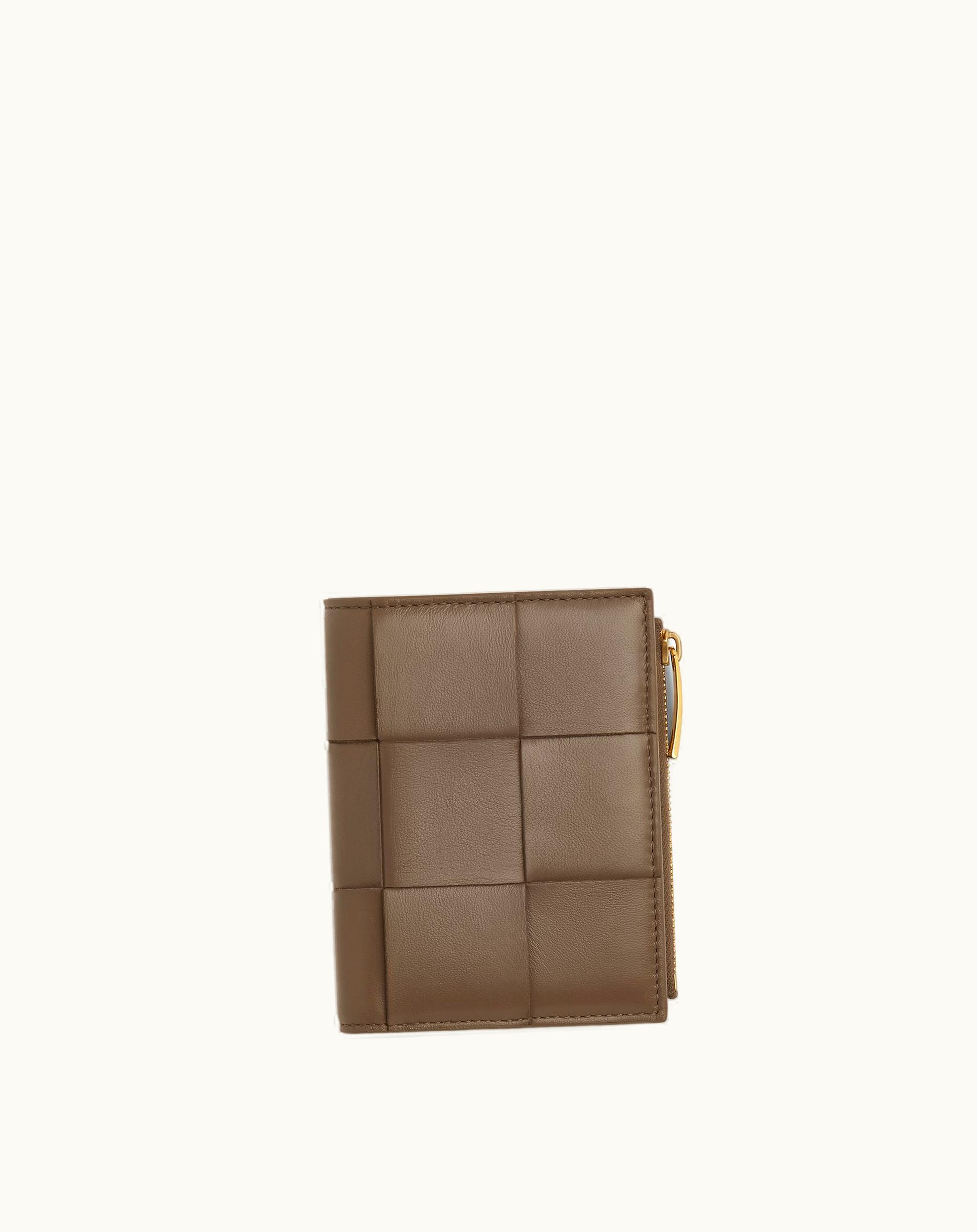 Bottega Veneta Bottega Veneta Women's Small Cassette Bi-Fold Zip Wallet In Taupe Grey