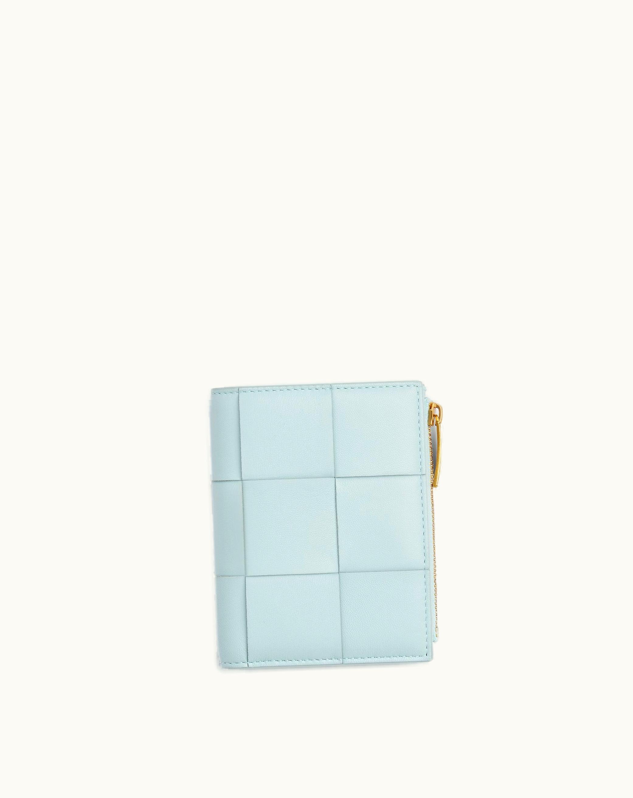 Bottega Veneta Bottega Veneta Women's Small Cassette Bi-Fold Zip Wallet In Teal Washed