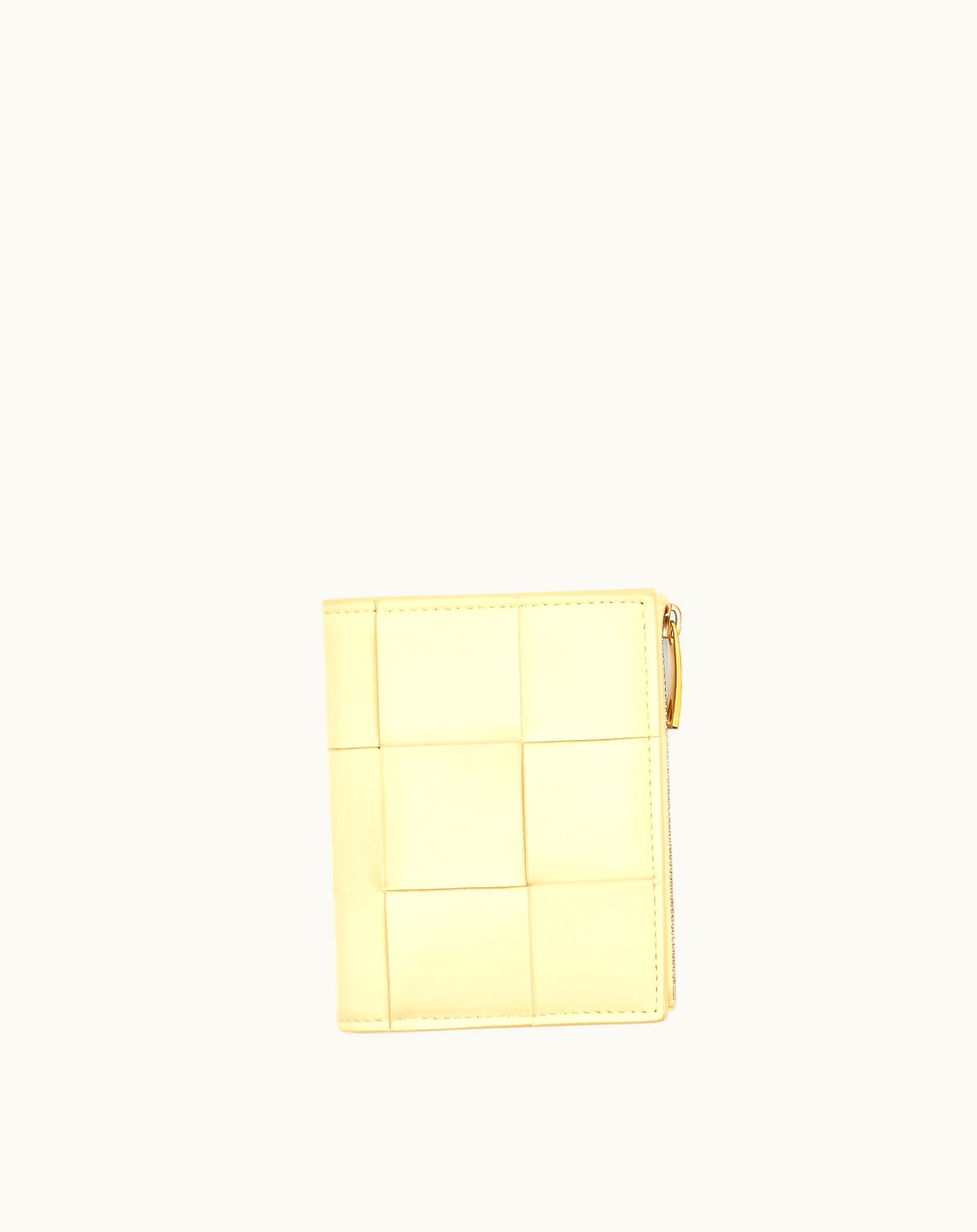 Bottega Veneta Bottega Veneta Women's Small Cassette Bi-Fold Zip Wallet In Camomile