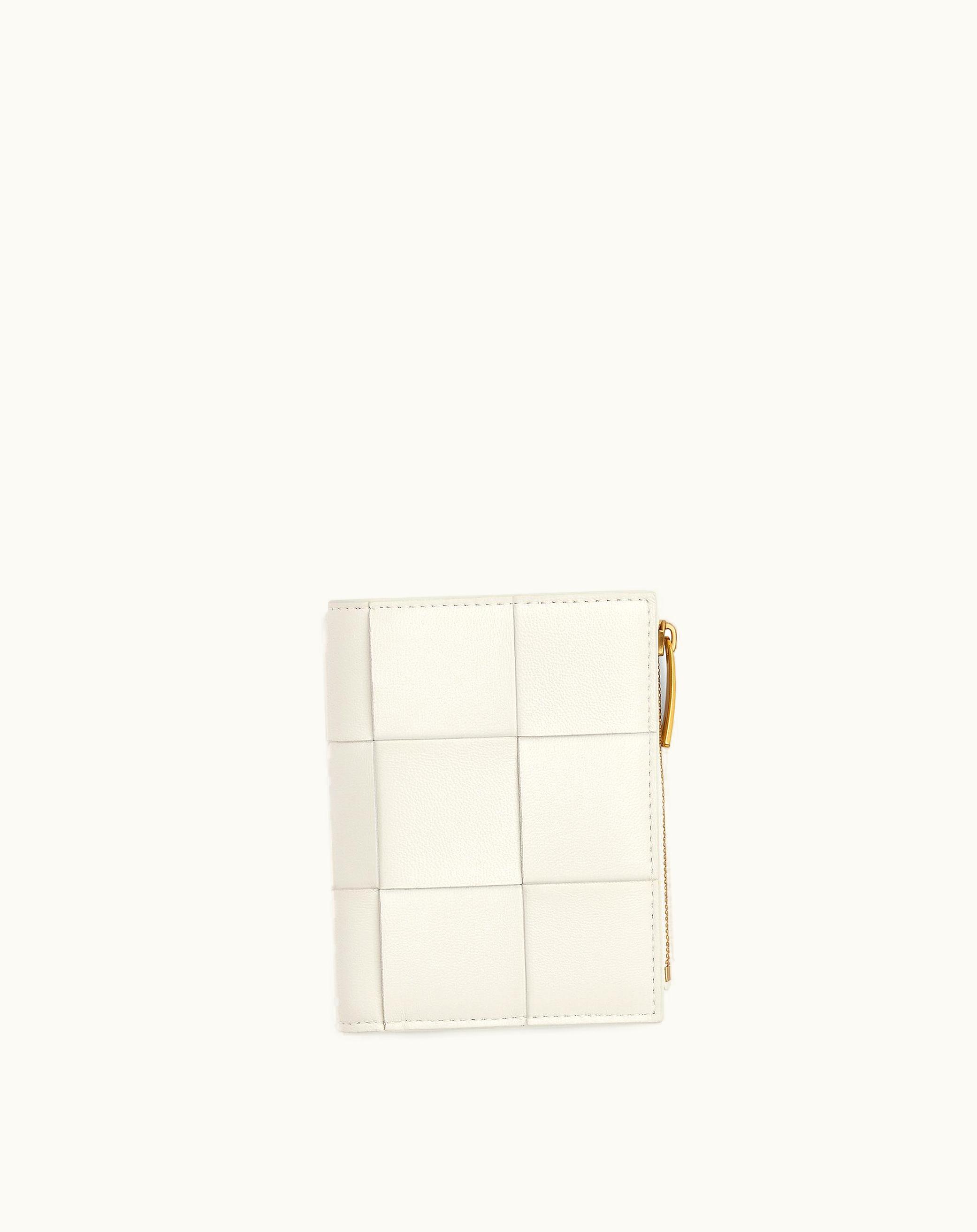 Bottega Veneta Bottega Veneta Women's Small Cassette Bi-Fold Zip Wallet In White