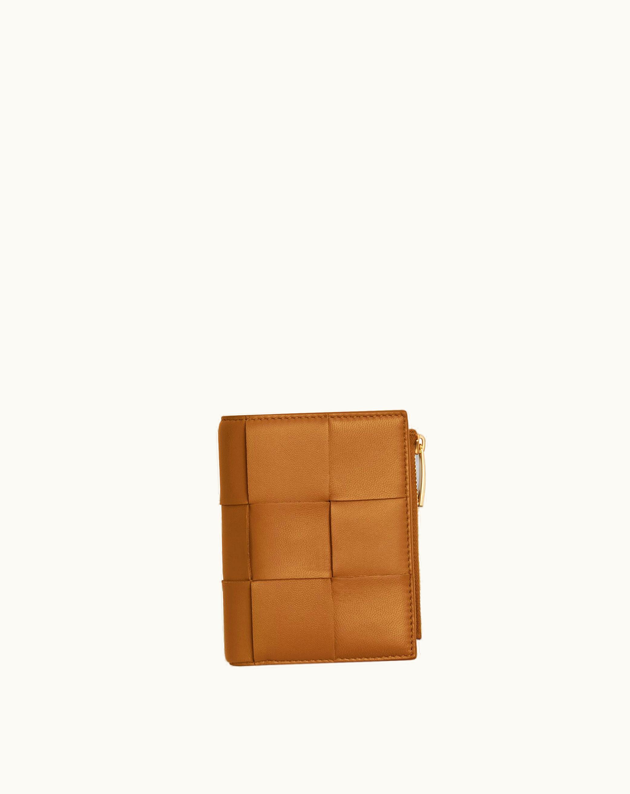 Bottega Veneta Bottega Veneta Women's Small Bi-Fold Zip Wallet In Camel