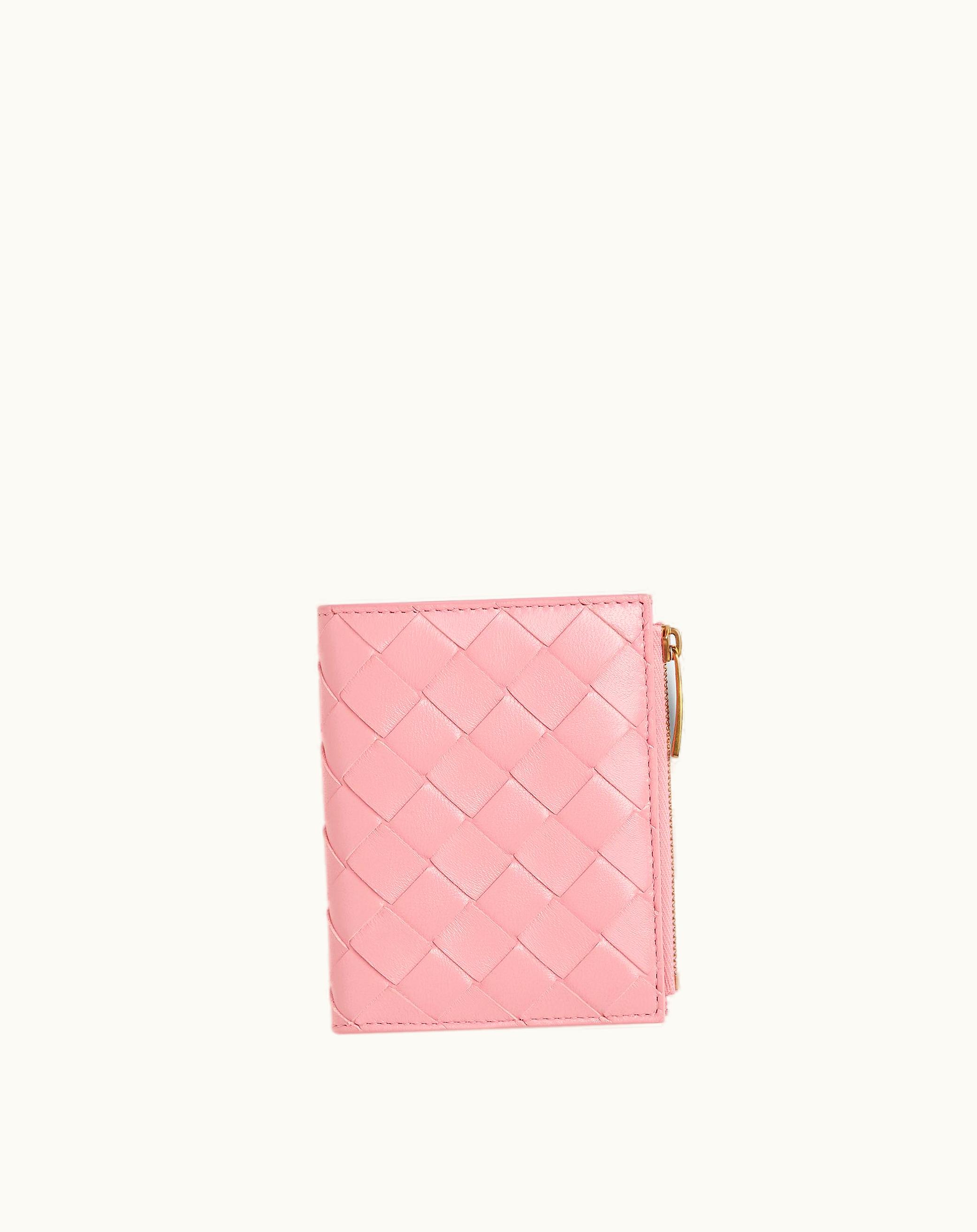 Bottega Veneta Bottega Veneta Women's Small Intrecciato Bi-Fold Zip Wallet In Ribbon