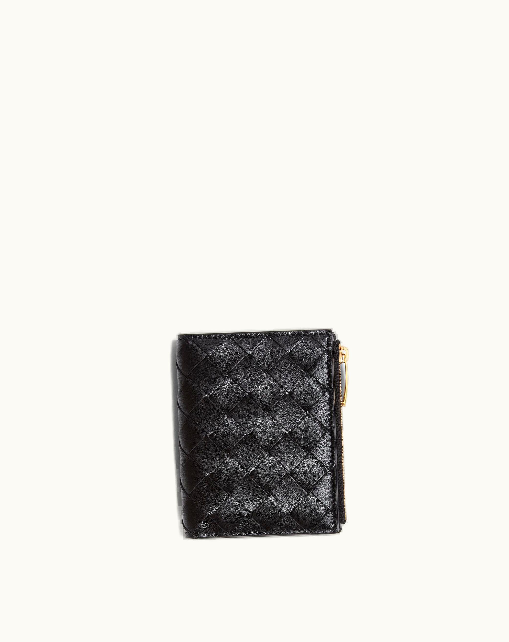 Bottega Veneta Bottega Veneta Women's Small Intrecciato Bi-Fold Zip Wallet In Black