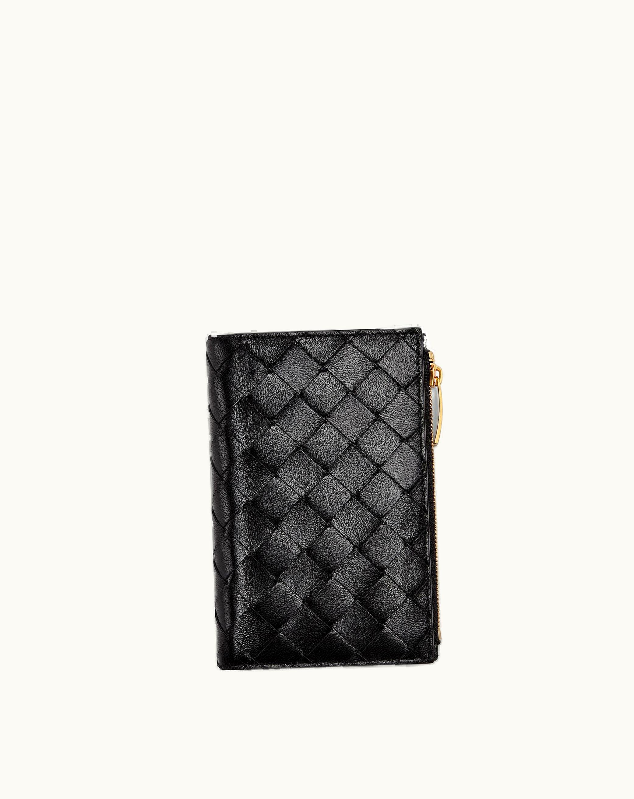 Bottega Veneta Bottega Veneta Women's Medium Intrecciato Bi-Fold Zip Wallet In Black