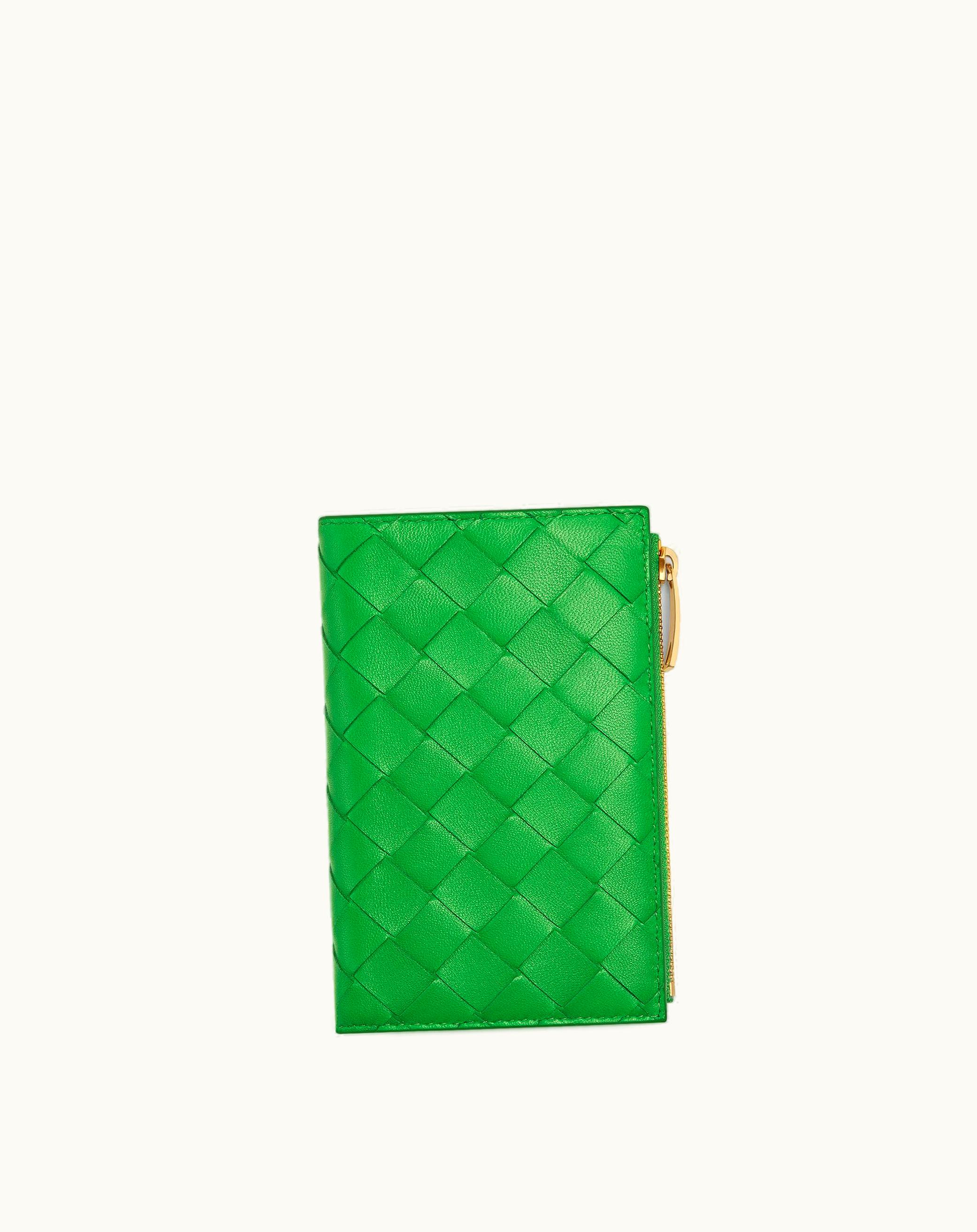 Bottega Veneta Bottega Veneta Women's Medium Intrecciato Bi-Fold Zip Wallet In Parakeet