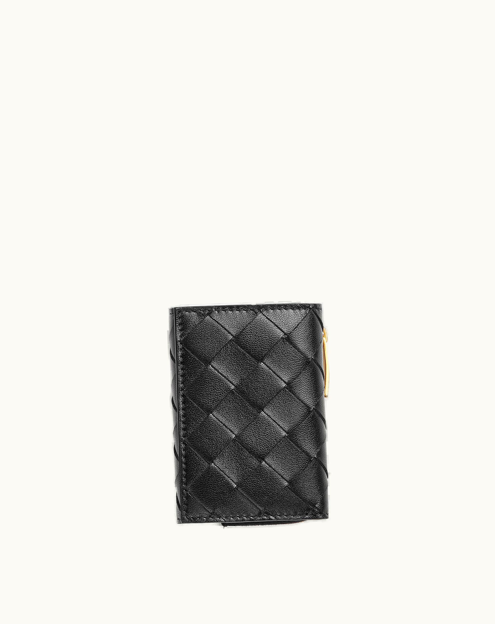 Bottega Veneta Bottega Veneta Women's Small Intrecciato Tri-Fold Zip Wallet In Black Black