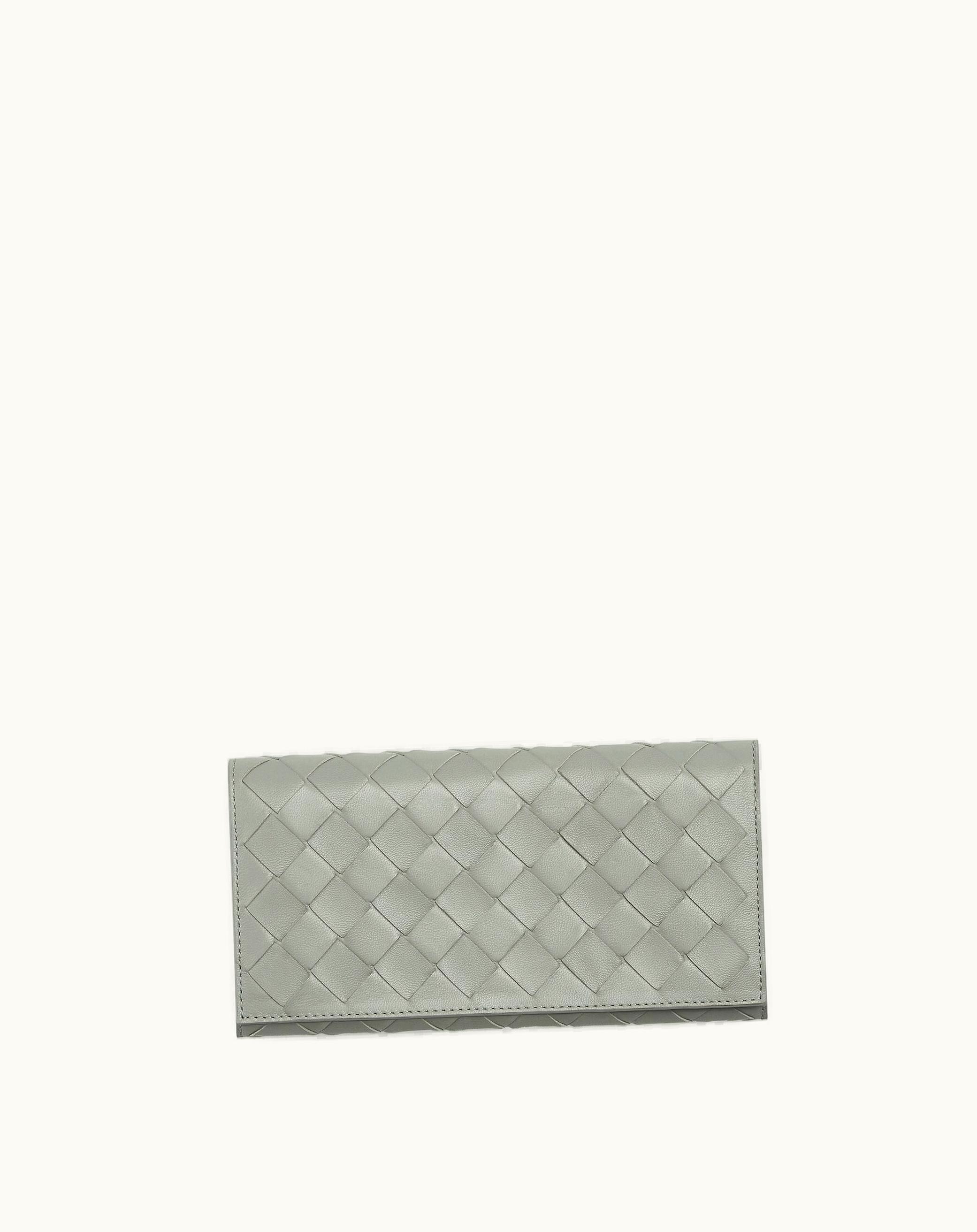 Bottega Veneta Bottega Veneta Women's Intrecciato Large Flap Wallet In Agate Grey