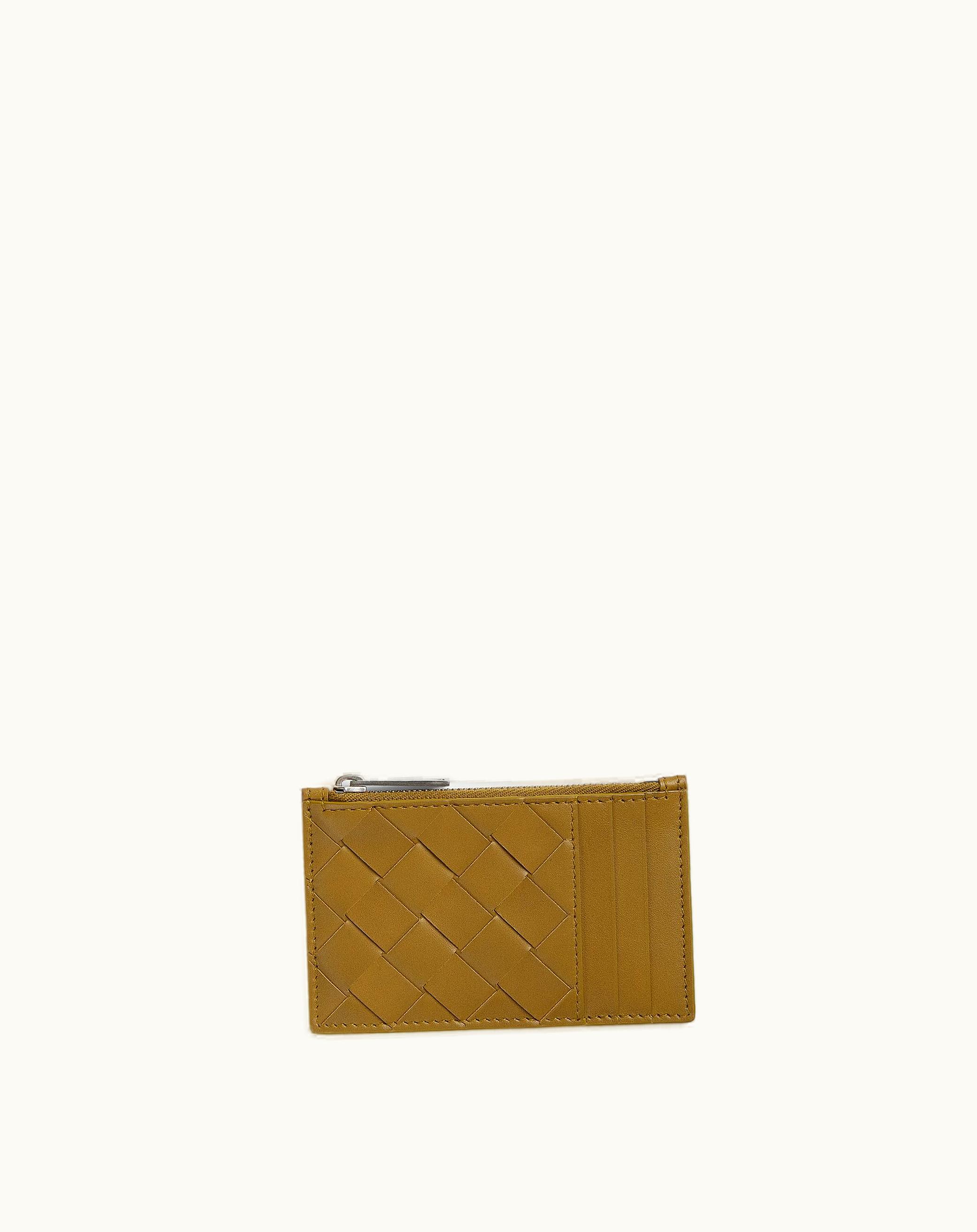 Bottega Veneta Bottega Veneta Men's Intrecciato Zipped Card Case In Acorn