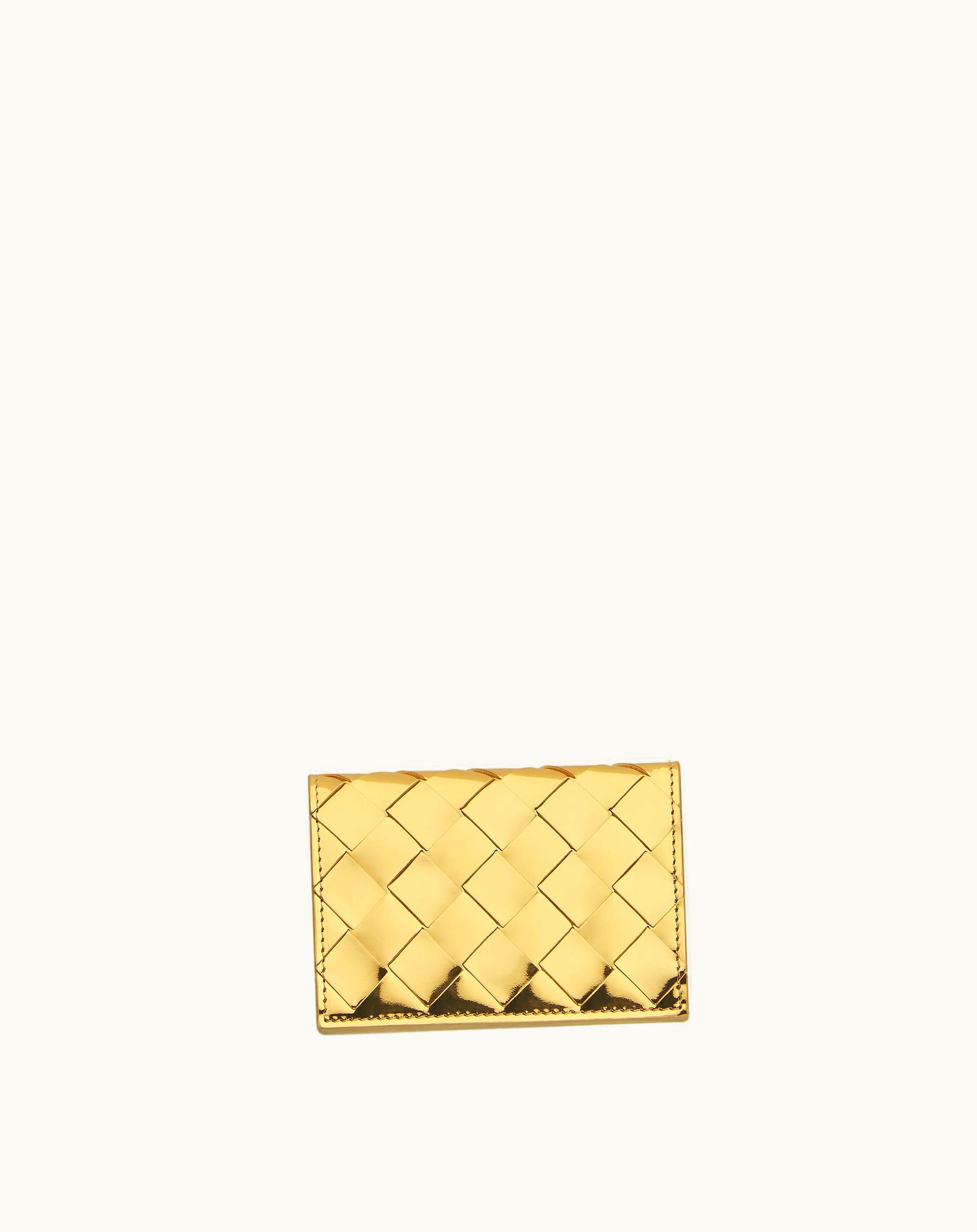 Bottega Veneta Bottega Veneta Women's Intrecciato Business Card Case In Gold