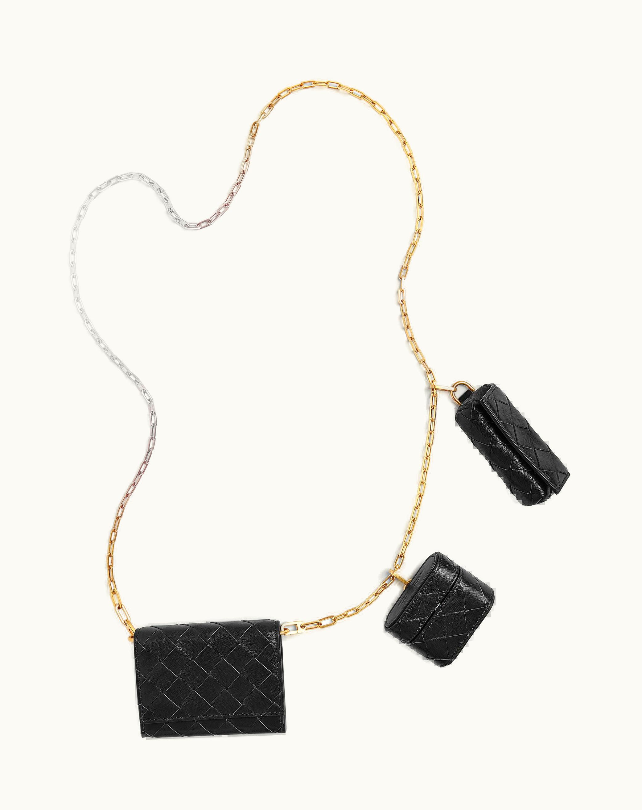 Bottega Veneta Bottega Veneta Women's Intrecciato Card Case On Chain In Black