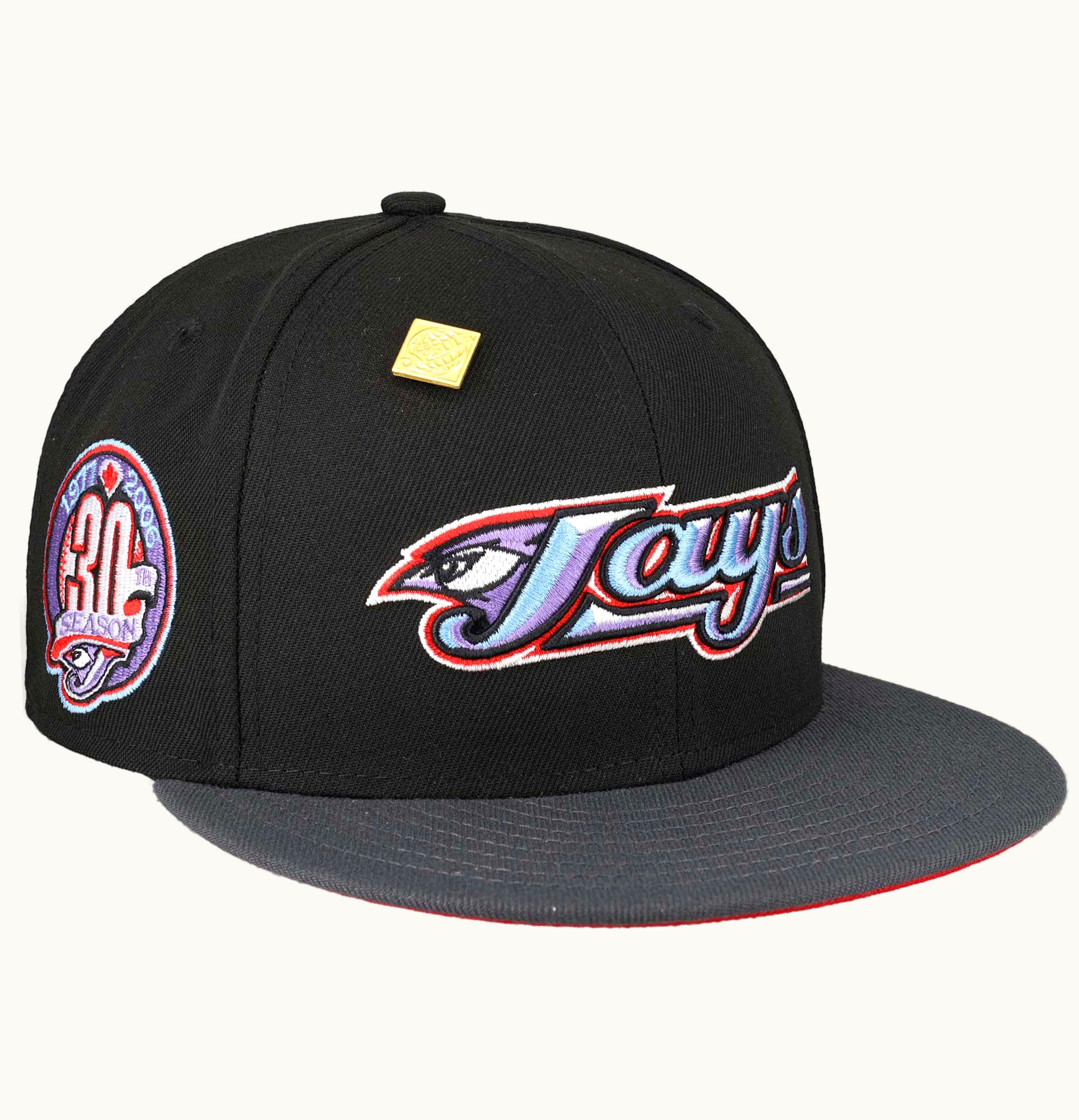 New Era New Era Toronto Blue Jays 30th Season Capsule Exclusive 59Fifty Fitted Hat Blacl Red