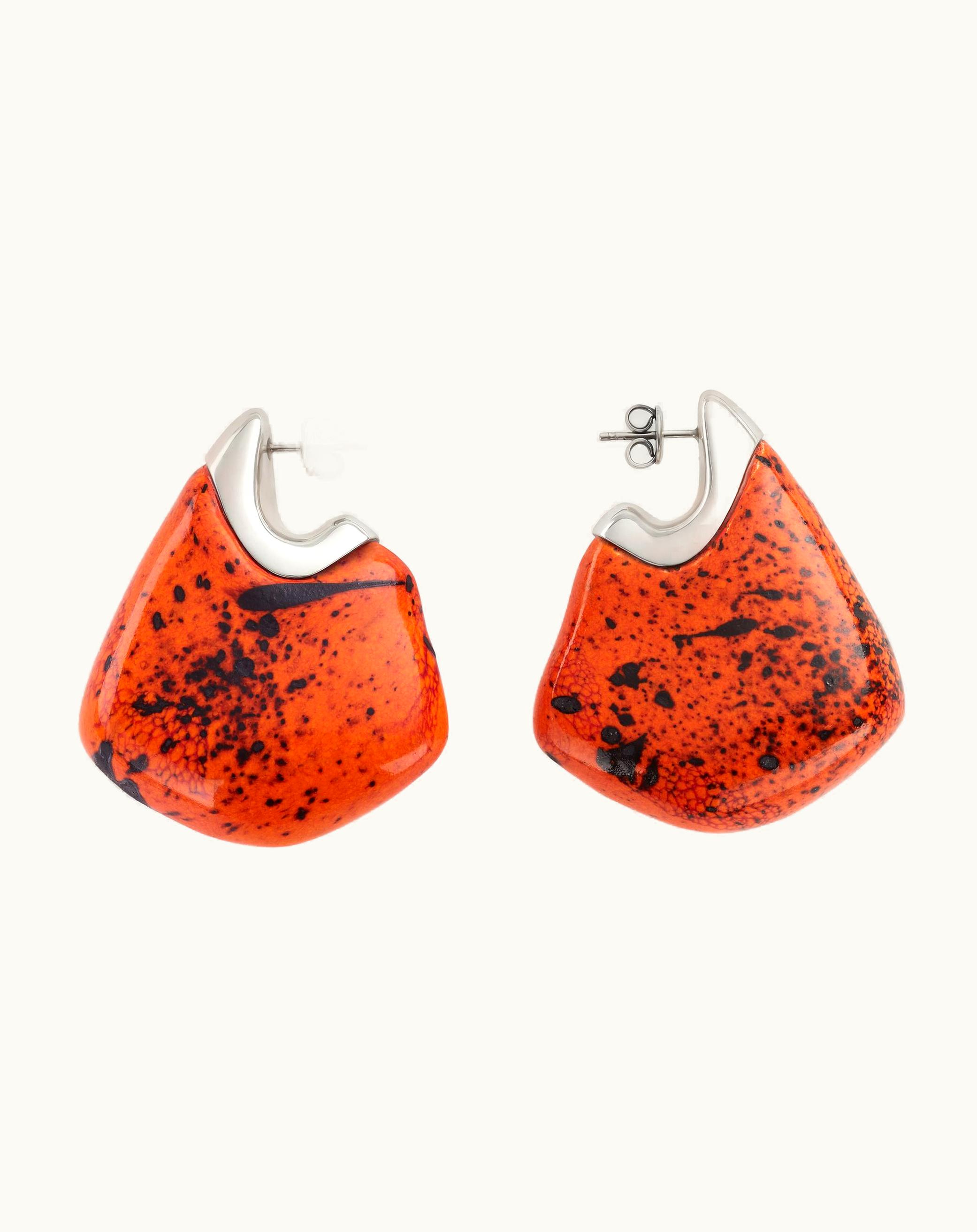 Bottega Veneta Bottega Veneta Women's Large Fin Ceramic Earrings In Tumeric / Black