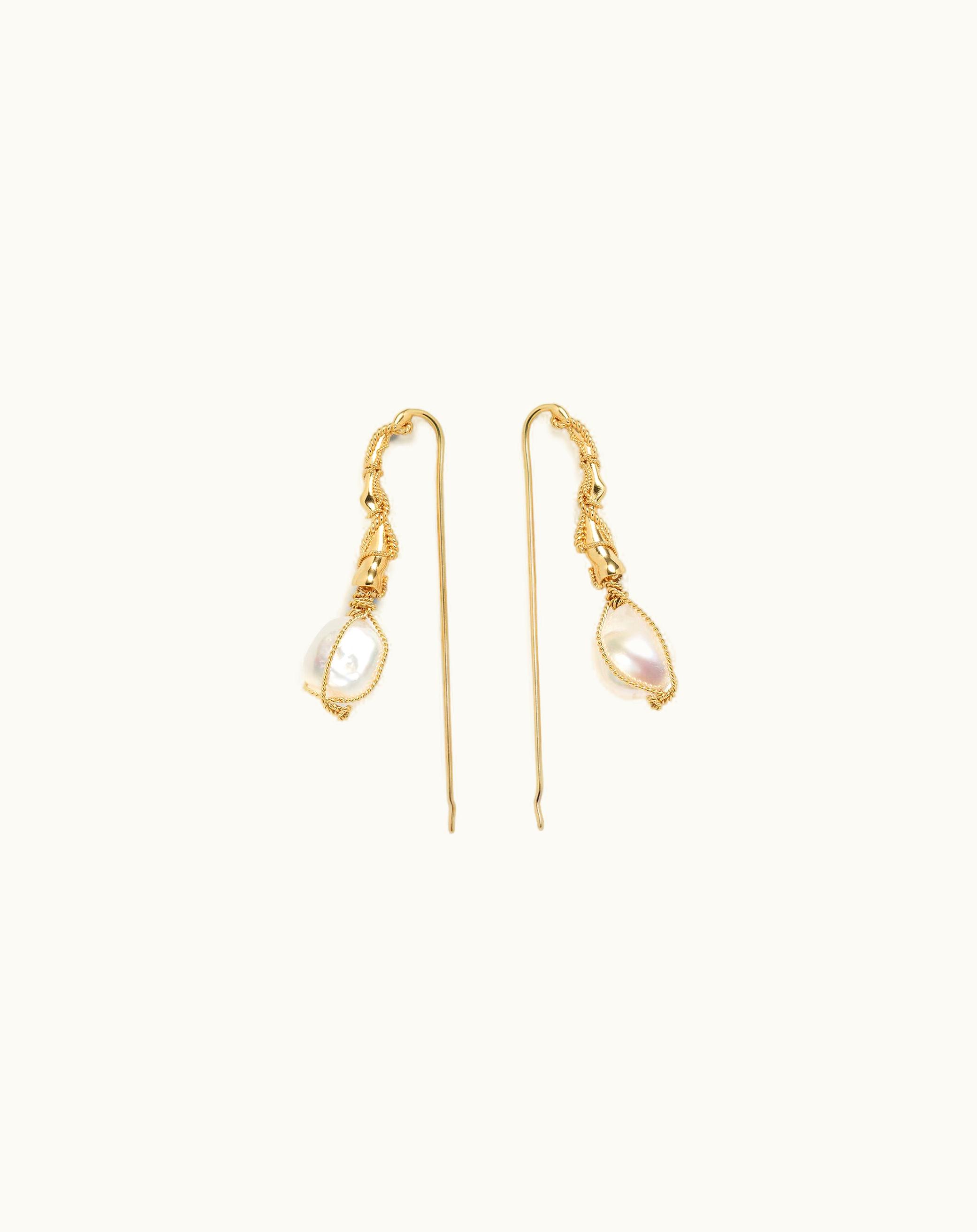 Bottega Veneta Bottega Veneta Women's Cord Pearl Earrings In White