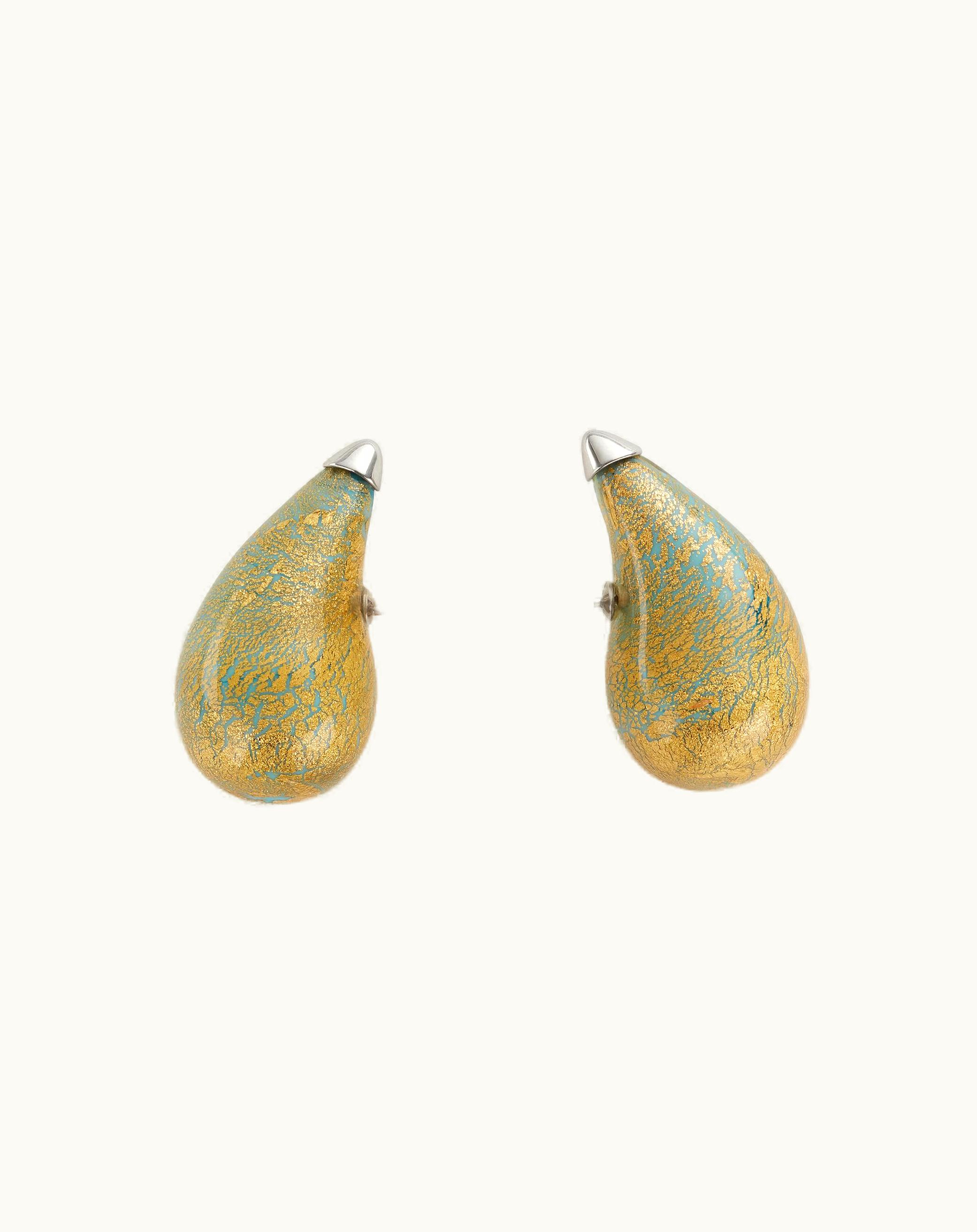 Bottega Veneta Bottega Veneta Women's Drop Glass Earrings In Mint / Gold