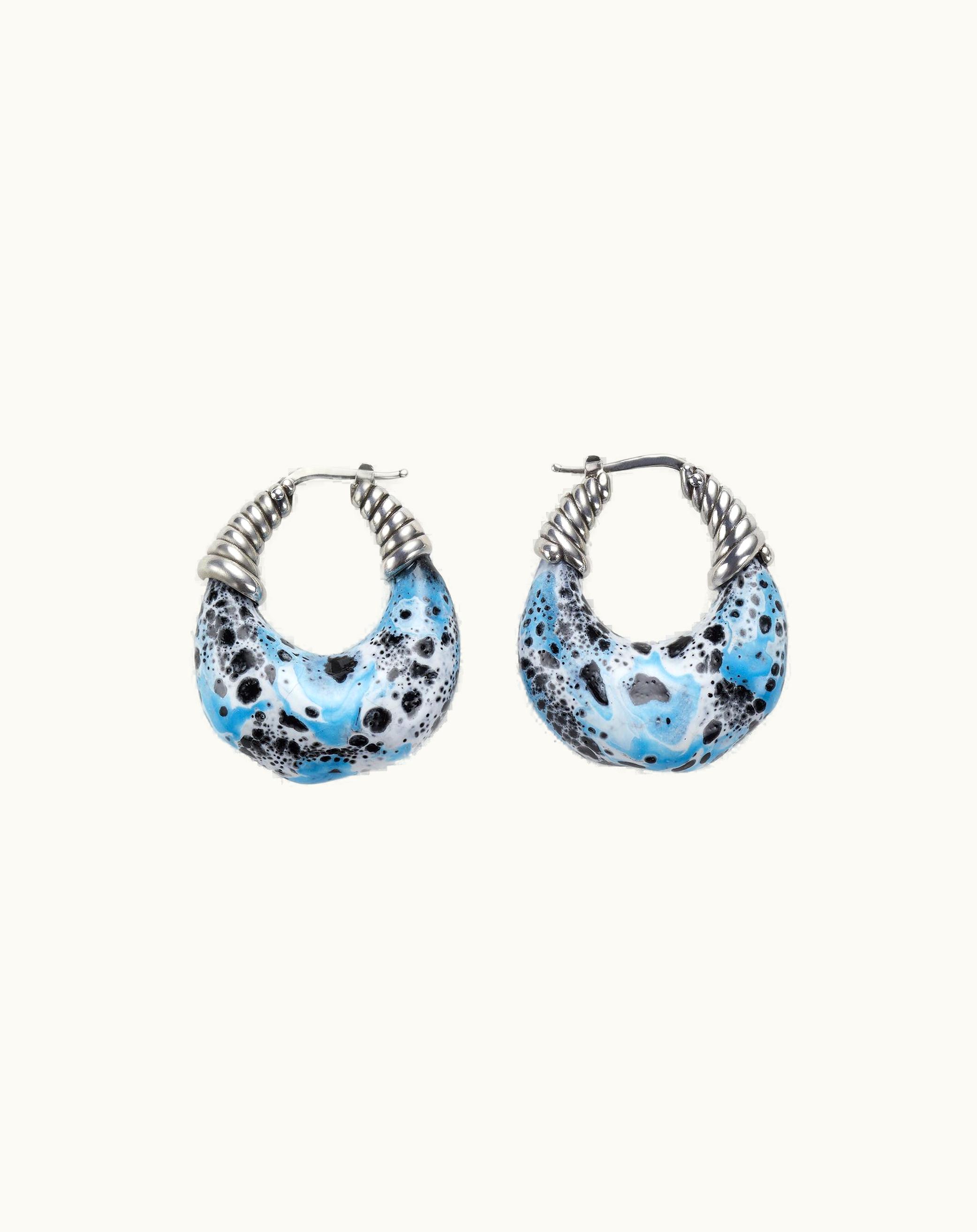 Bottega Veneta Bottega Veneta Women's Drop Earrings In Black / White / Light Blue