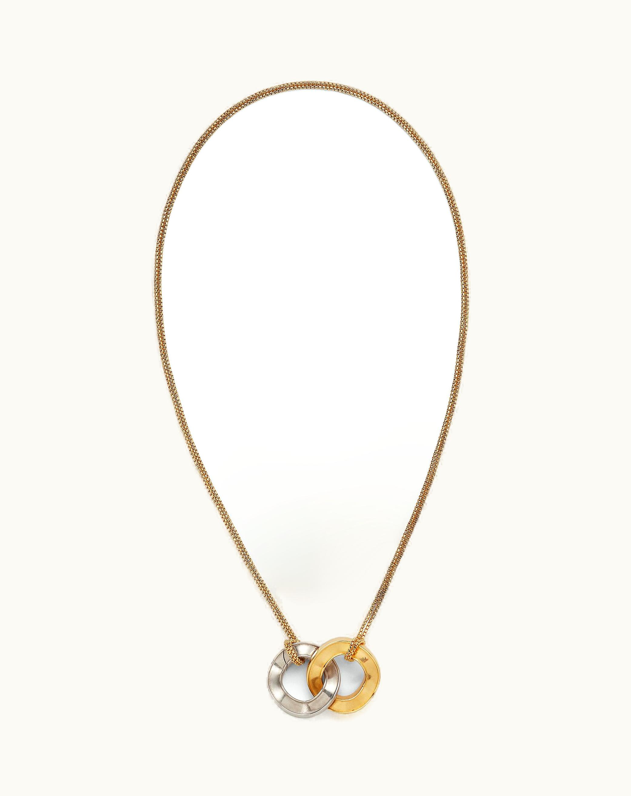 Bottega Veneta Bottega Veneta Men's Curve Necklace In Silver / Yellow Gold