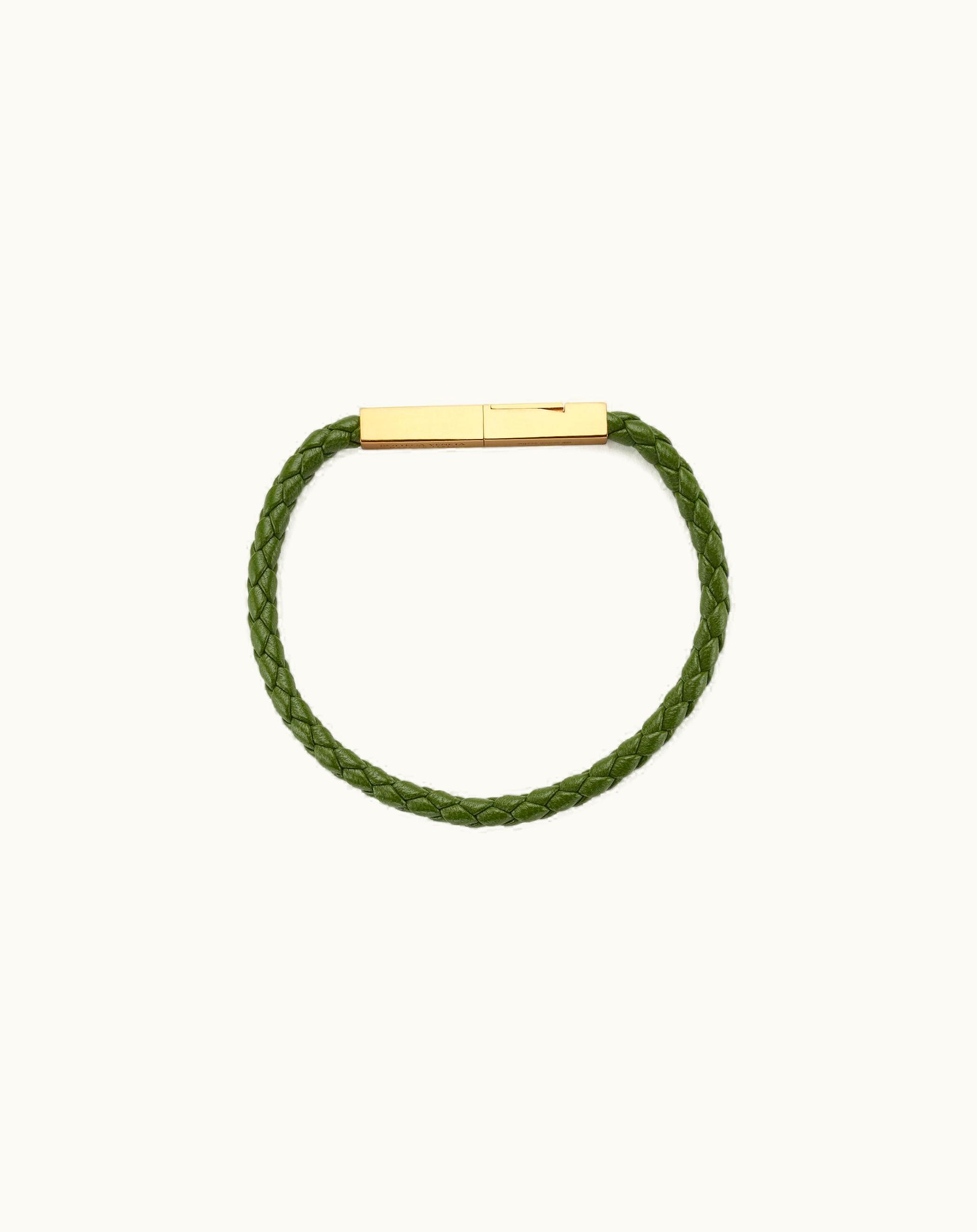 Bottega Veneta Bottega Veneta Men's Braid Leather Bracelet In Avocado
