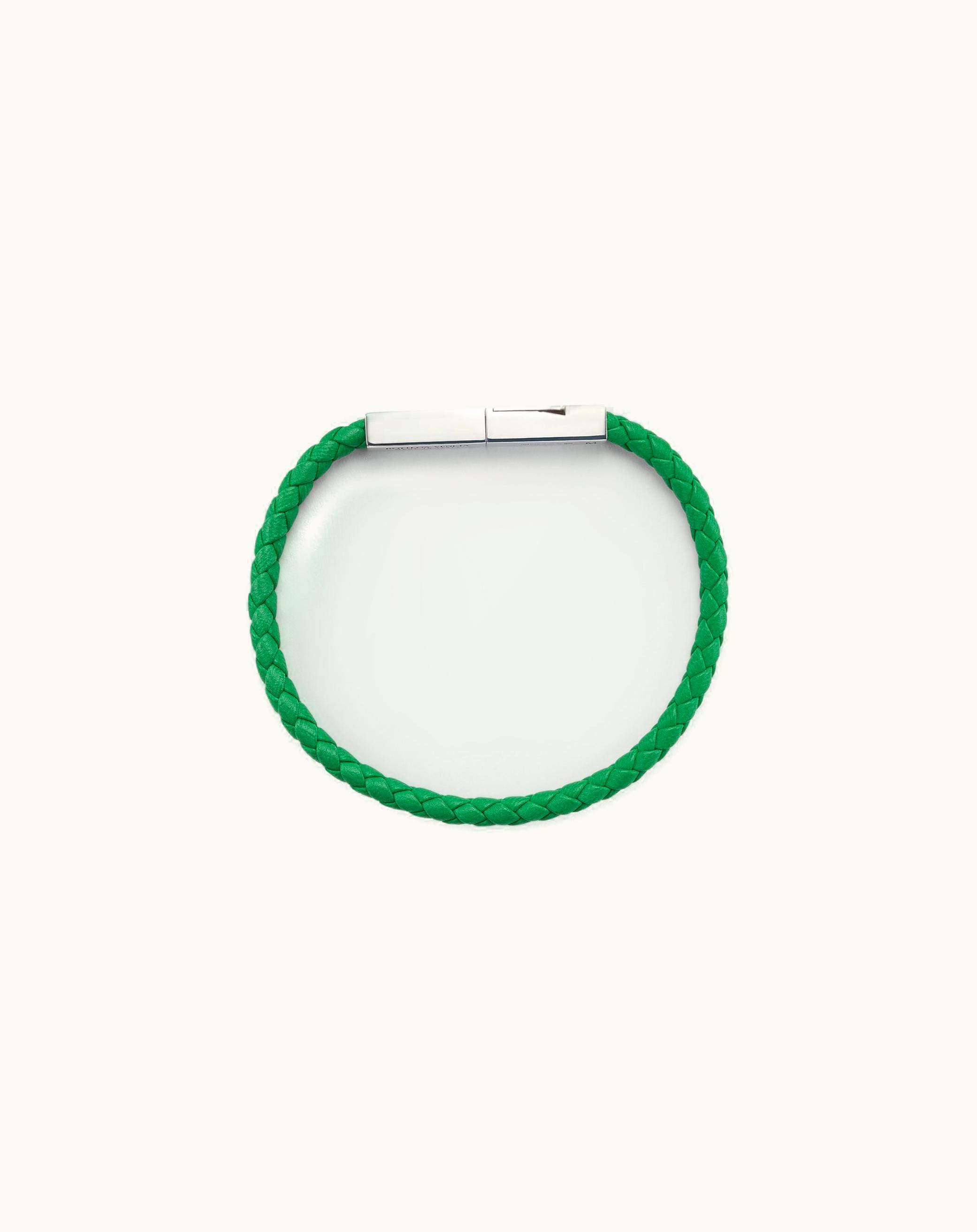 Bottega Veneta Bottega Veneta Men's Braid Leather Bracelet In Parakeet