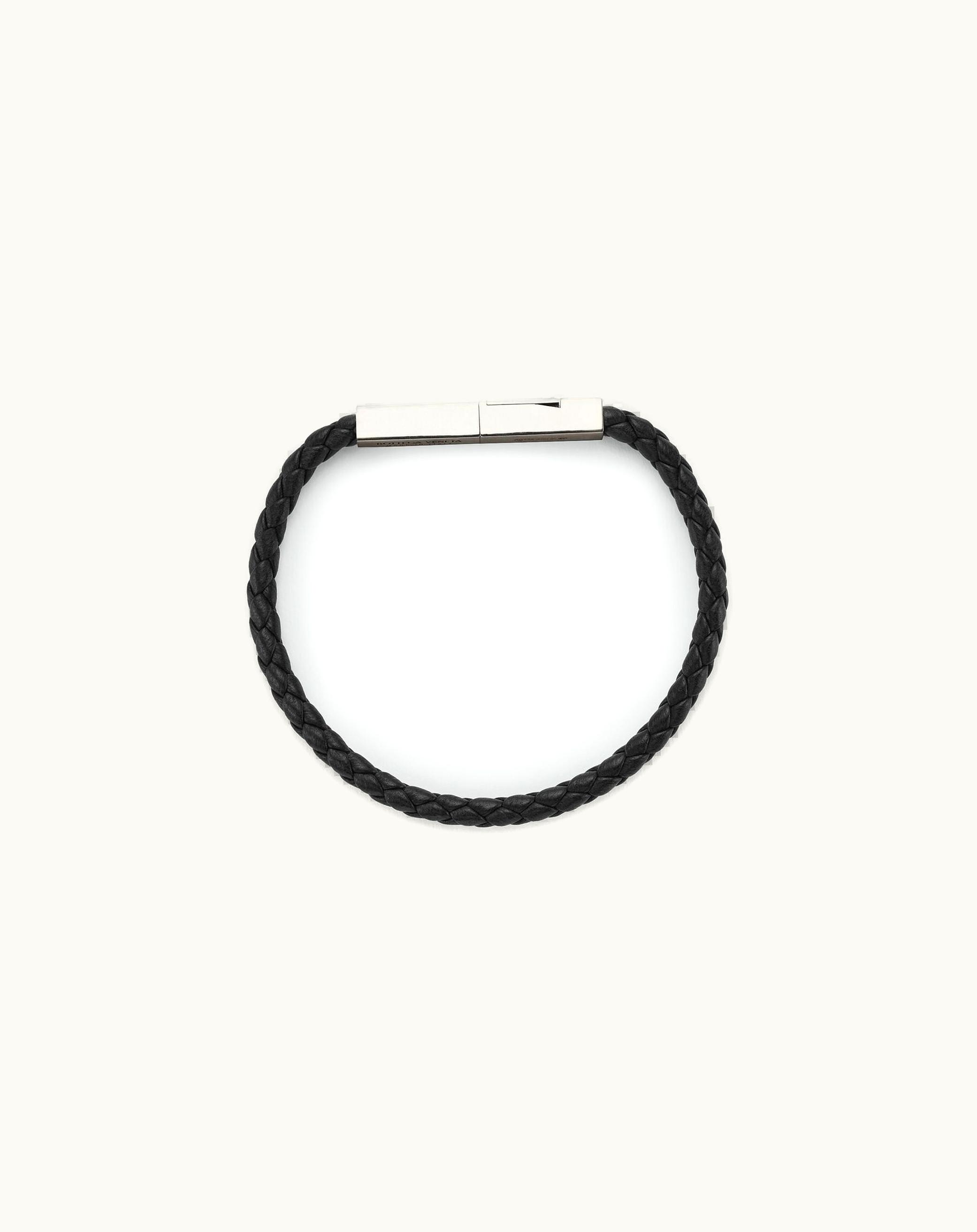 Bottega Veneta Bottega Veneta Men's Braid Leather Bracelet In Black