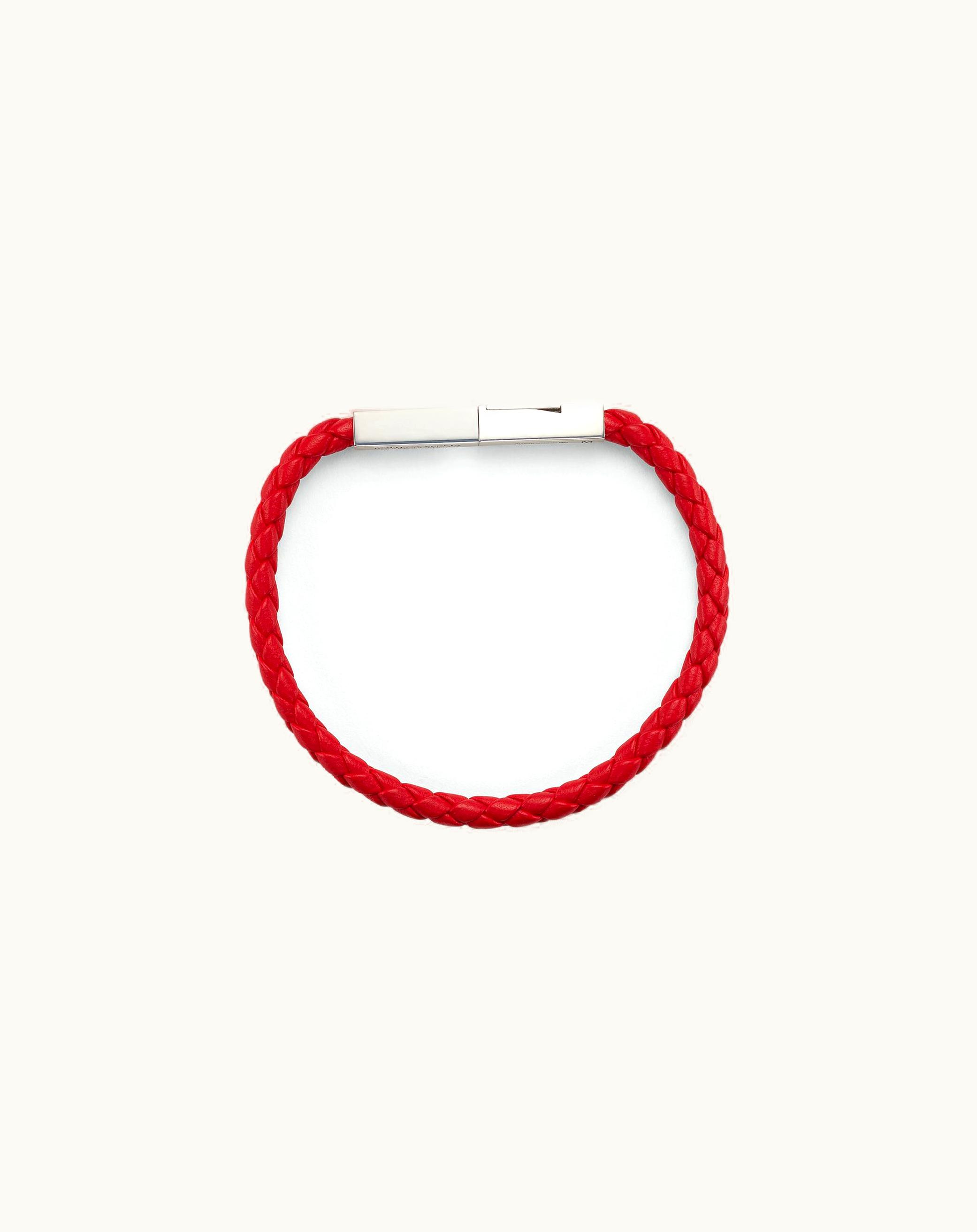 Bottega Veneta Bottega Veneta Men's Braid Leather Bracelet In Redstone Redstone