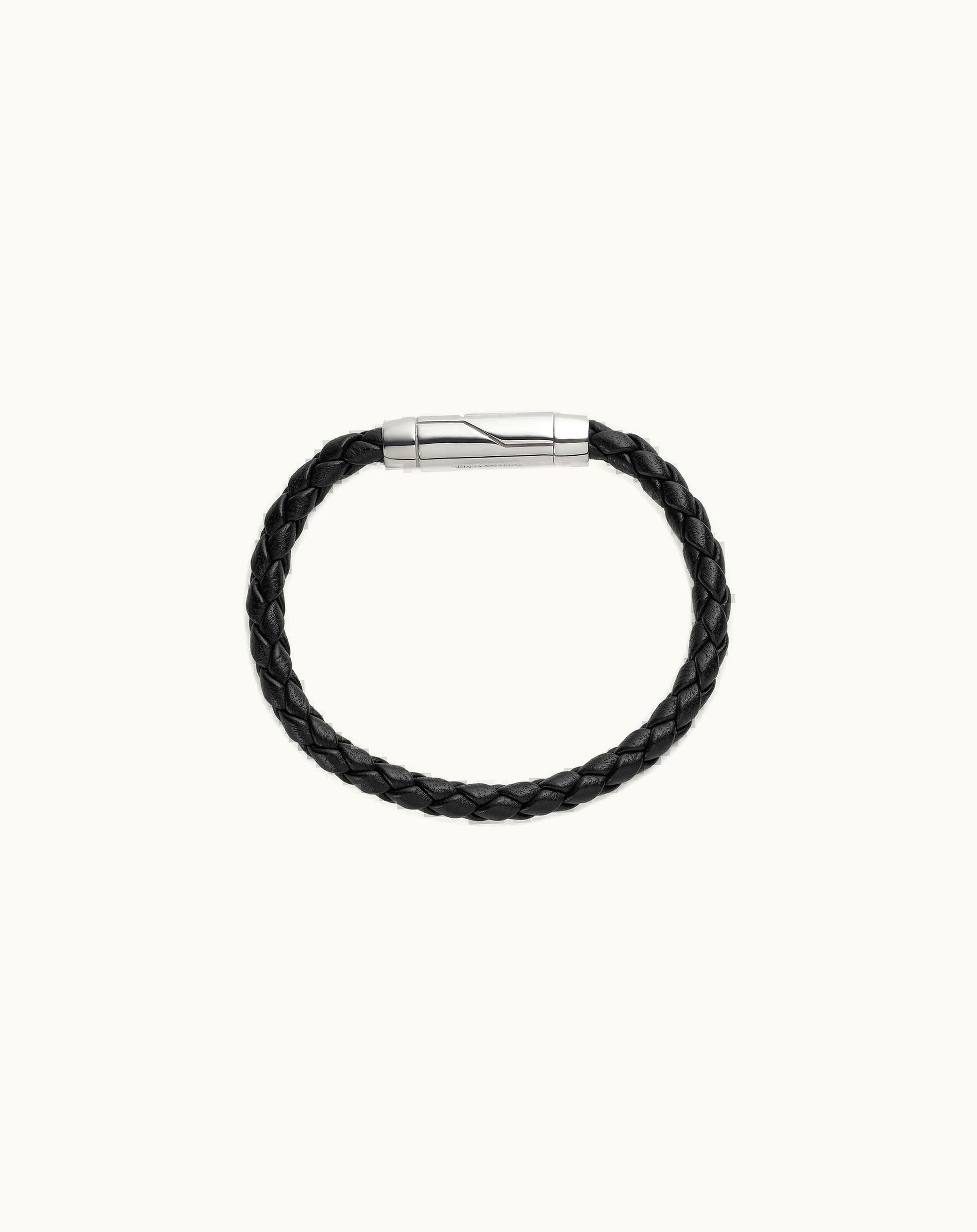 Bottega Veneta Bottega Veneta Men's Braid Leather Bracelet In Black Black