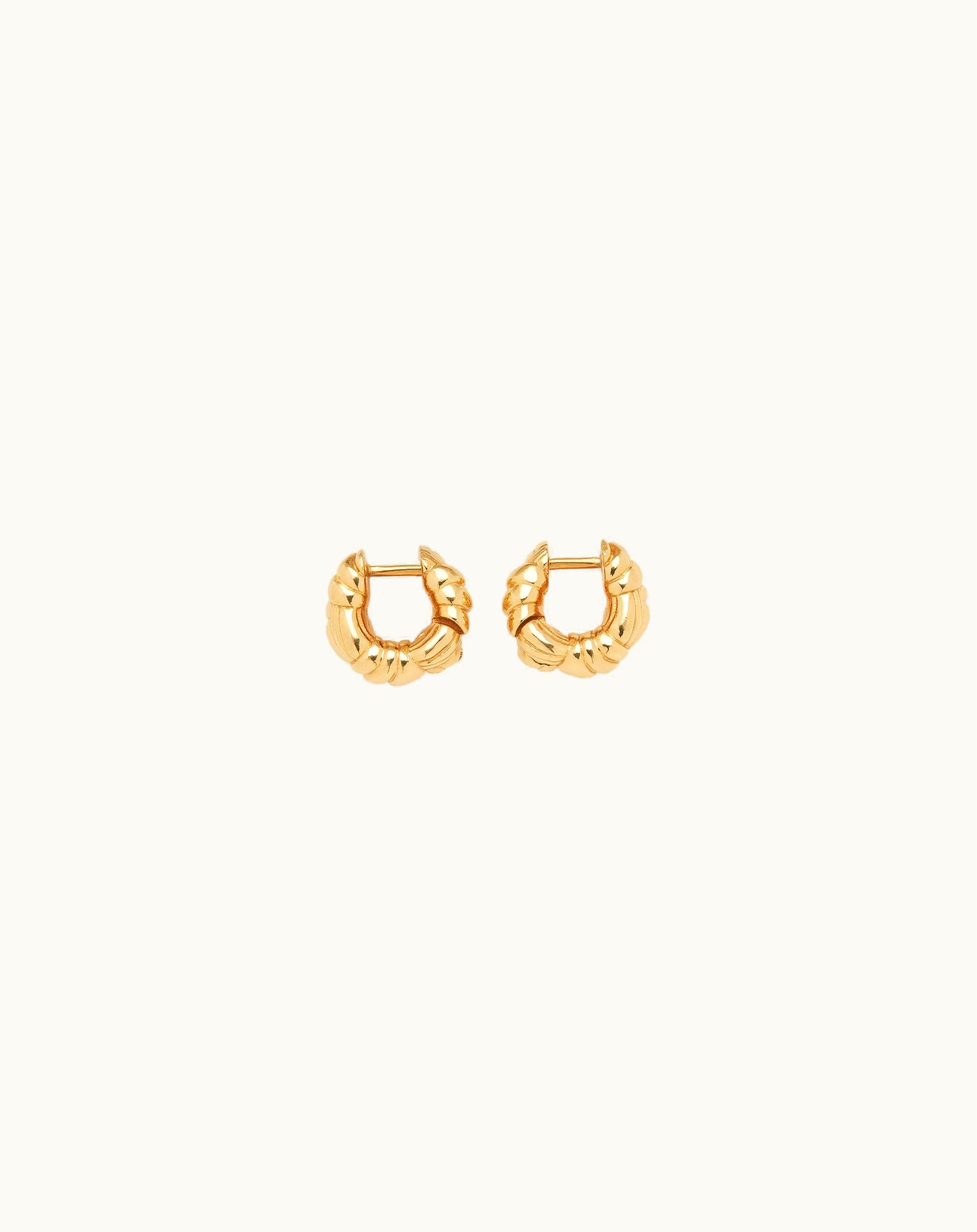 Bottega Veneta Bottega Veneta Women's Pleat Mini Hoop Earrings In Yellow Gold