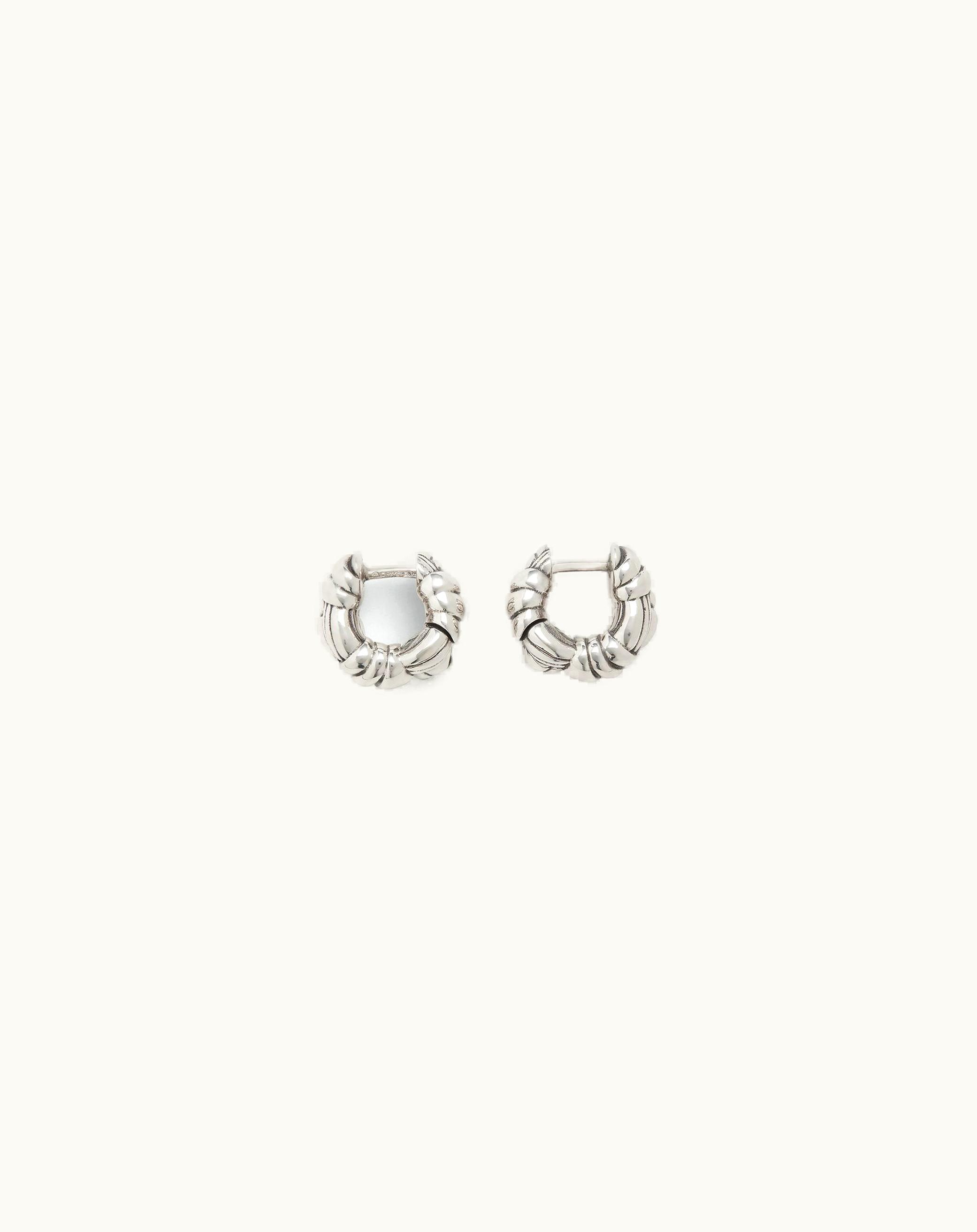 Bottega Veneta Bottega Veneta Women's Pleat Mini Hoop Earrings In Silver