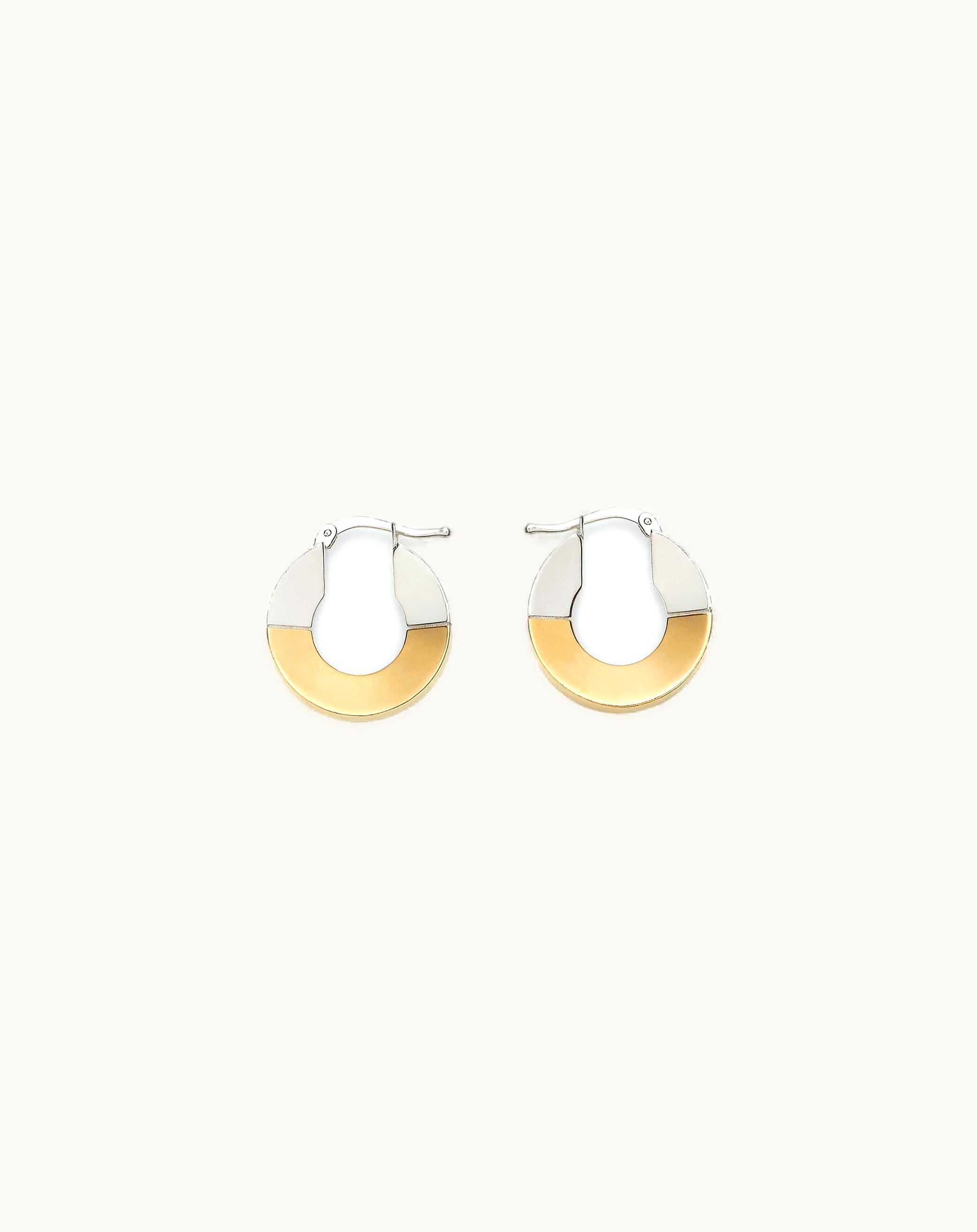 Bottega Veneta Bottega Veneta Men's Joint Hoop Earrings In Silver / Yellow Gold