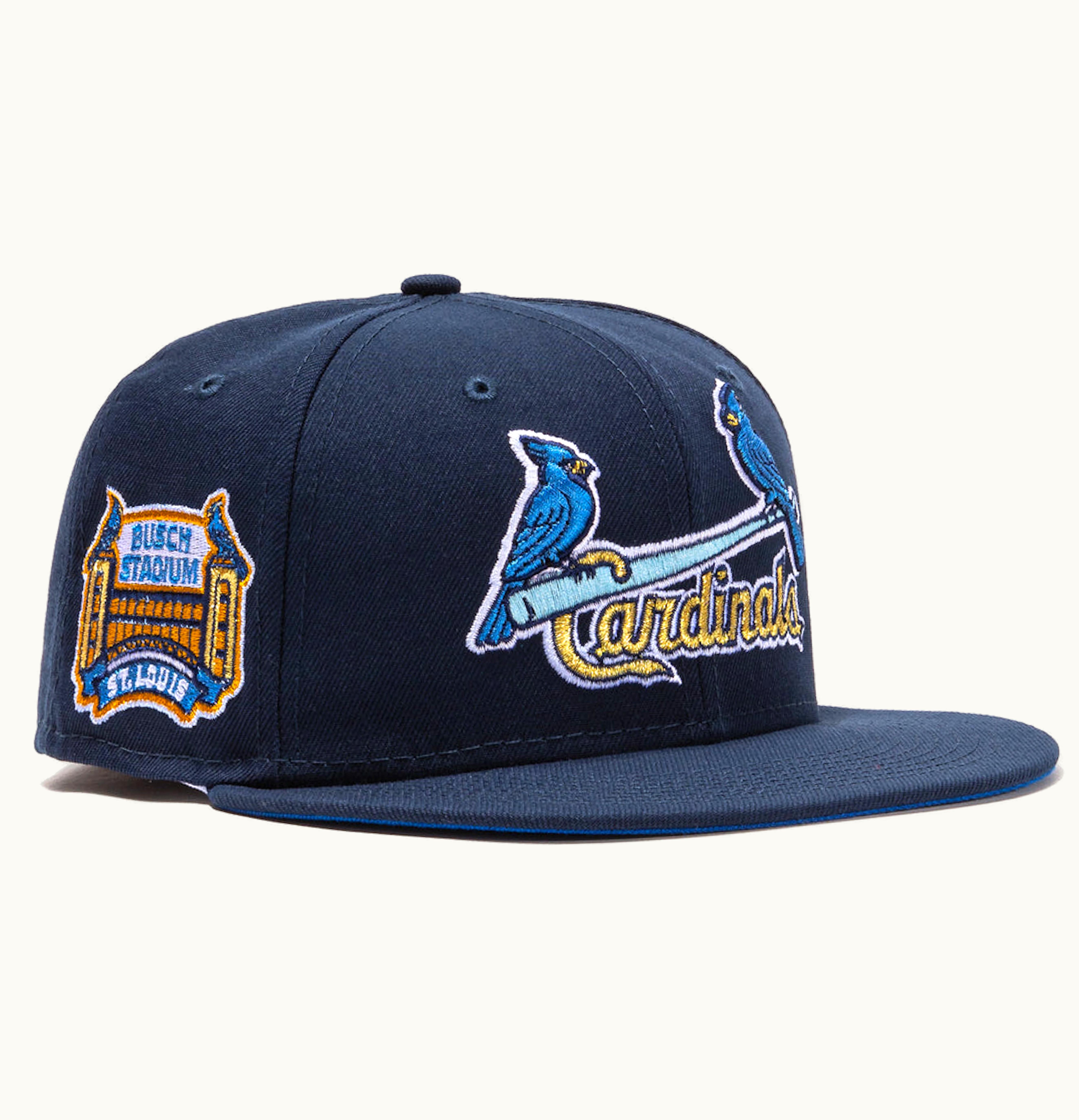New Era New Era St Louis Cardinals Beer Pack Busch Stadium Patch Jersey Hat Club Exclusive 59Fifty Fitted Hat Navy Light Blue