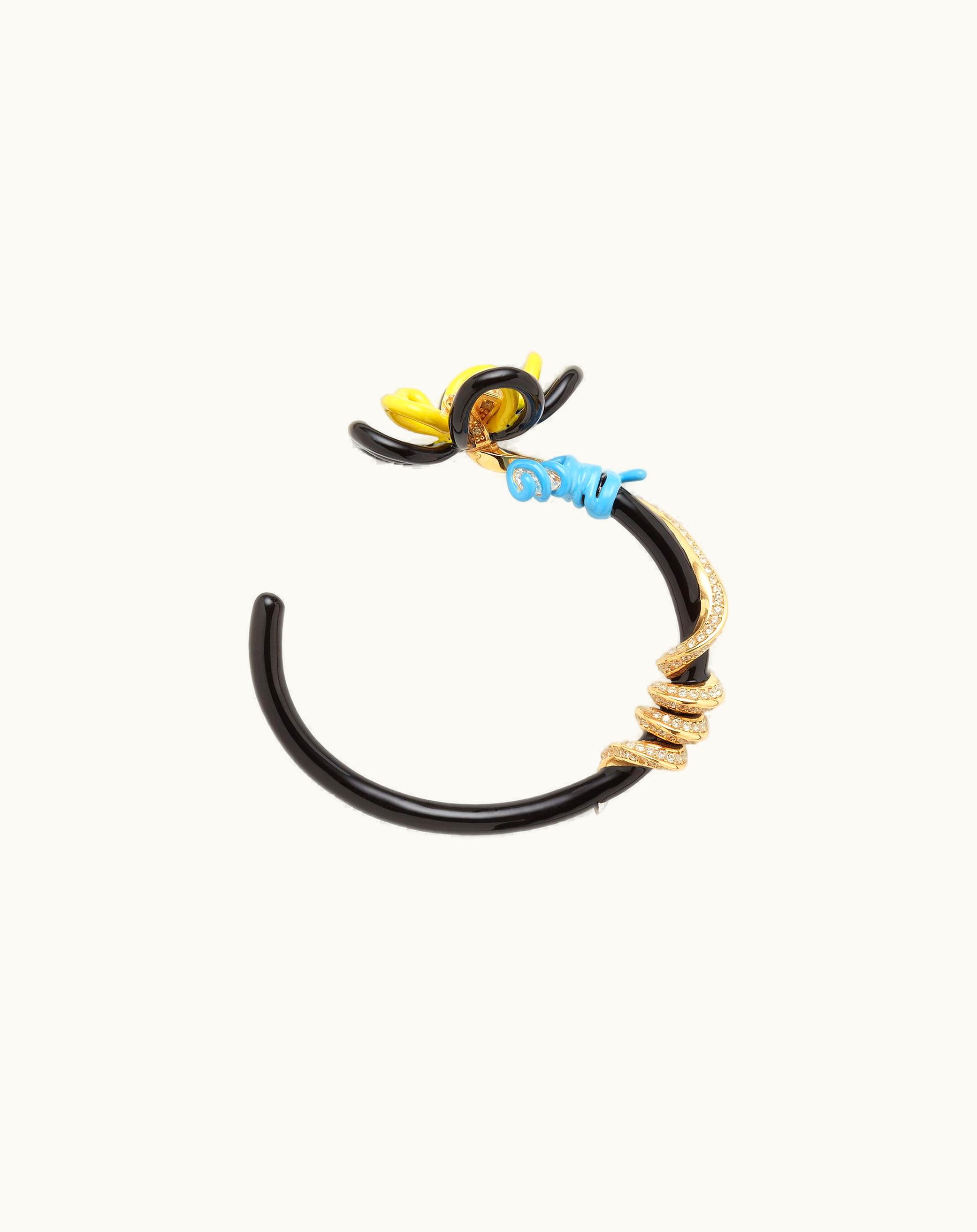 Bottega Veneta Bottega Veneta Women's Wire Cuff Bracelet In White / Black