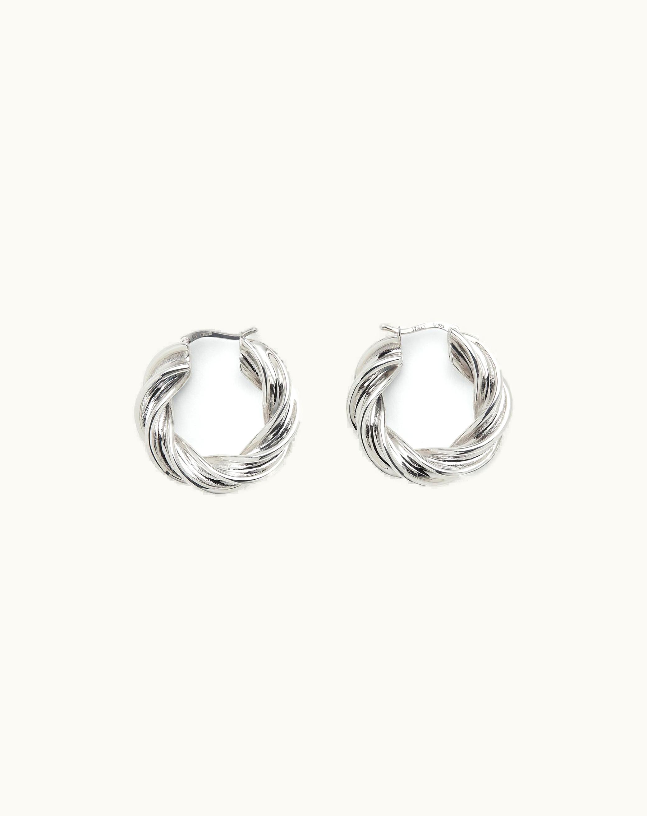 Bottega Veneta Bottega Veneta Women's Pillar Twisted Hoop Earrings In Silver