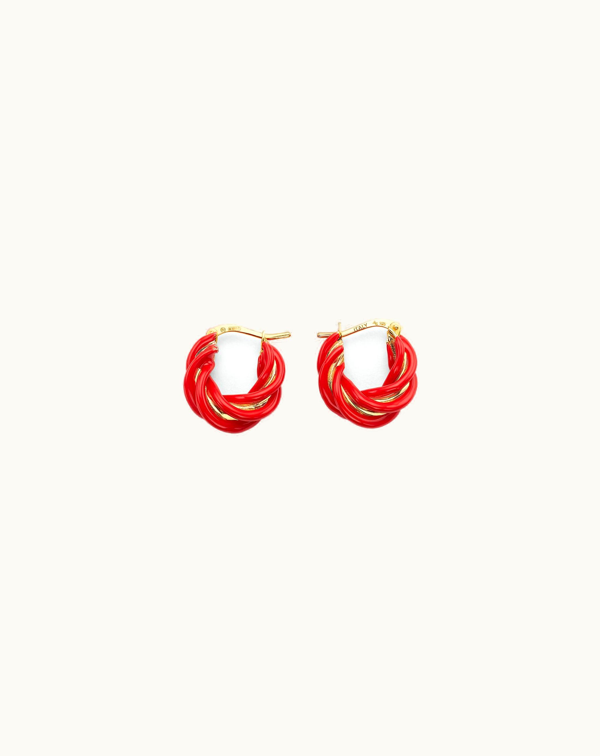 Bottega Veneta Bottega Veneta Women's Pillar Twisted Hoop Earrings In Chili