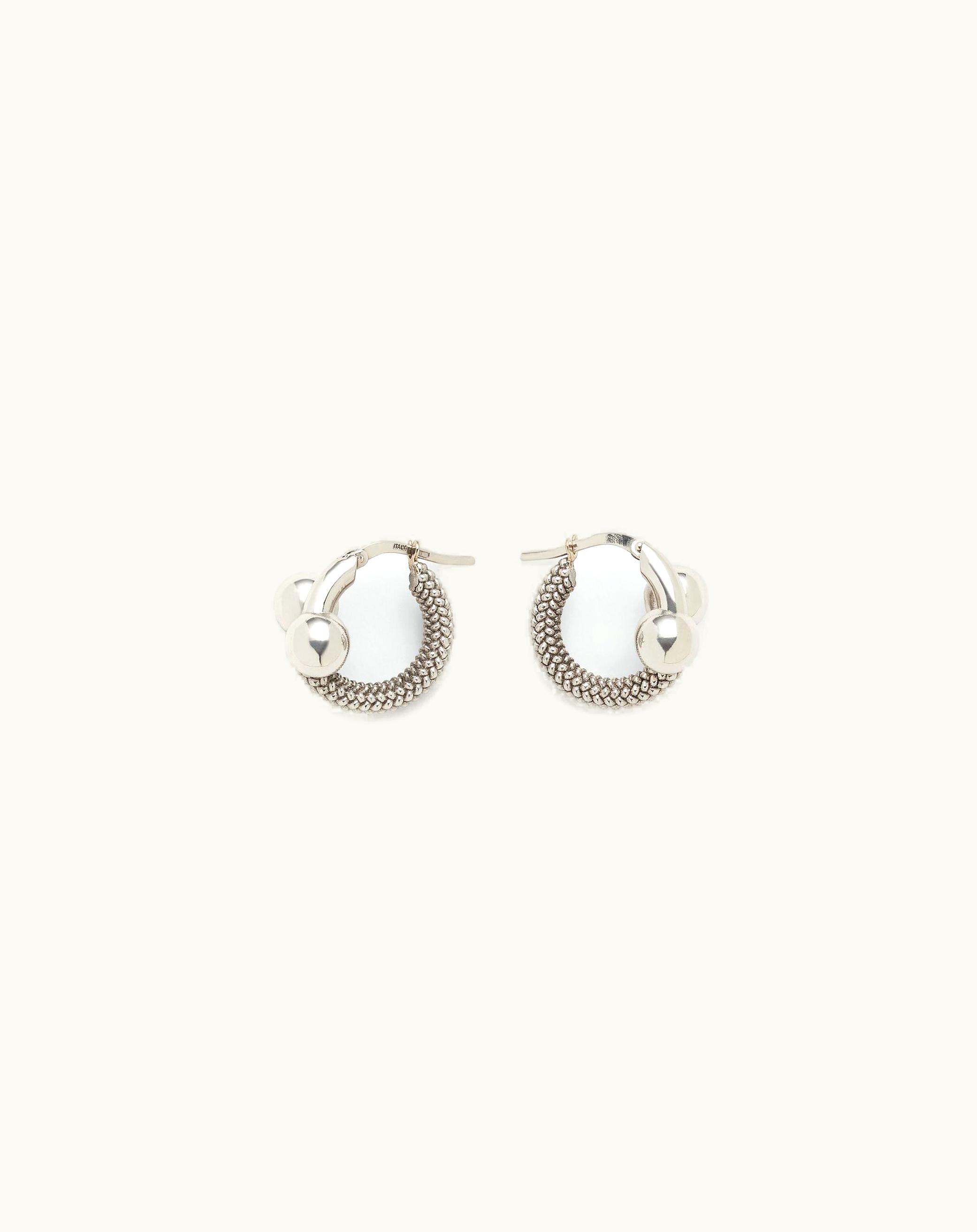 Bottega Veneta Bottega Veneta Women's Intreccio Hoop Earrings In Silver