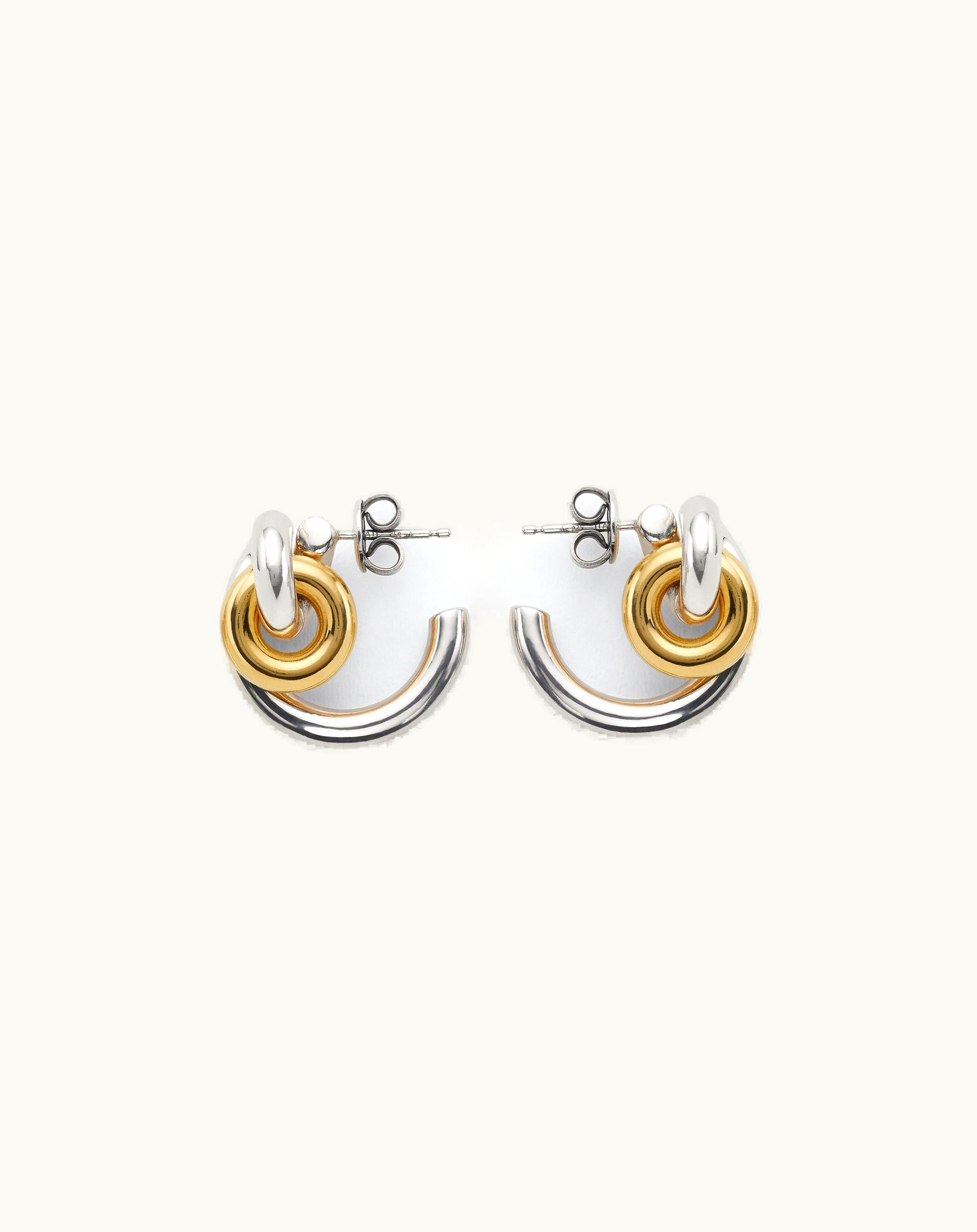 Bottega Veneta Bottega Veneta Women's Loop Earrings In Silver / Yellow Gold