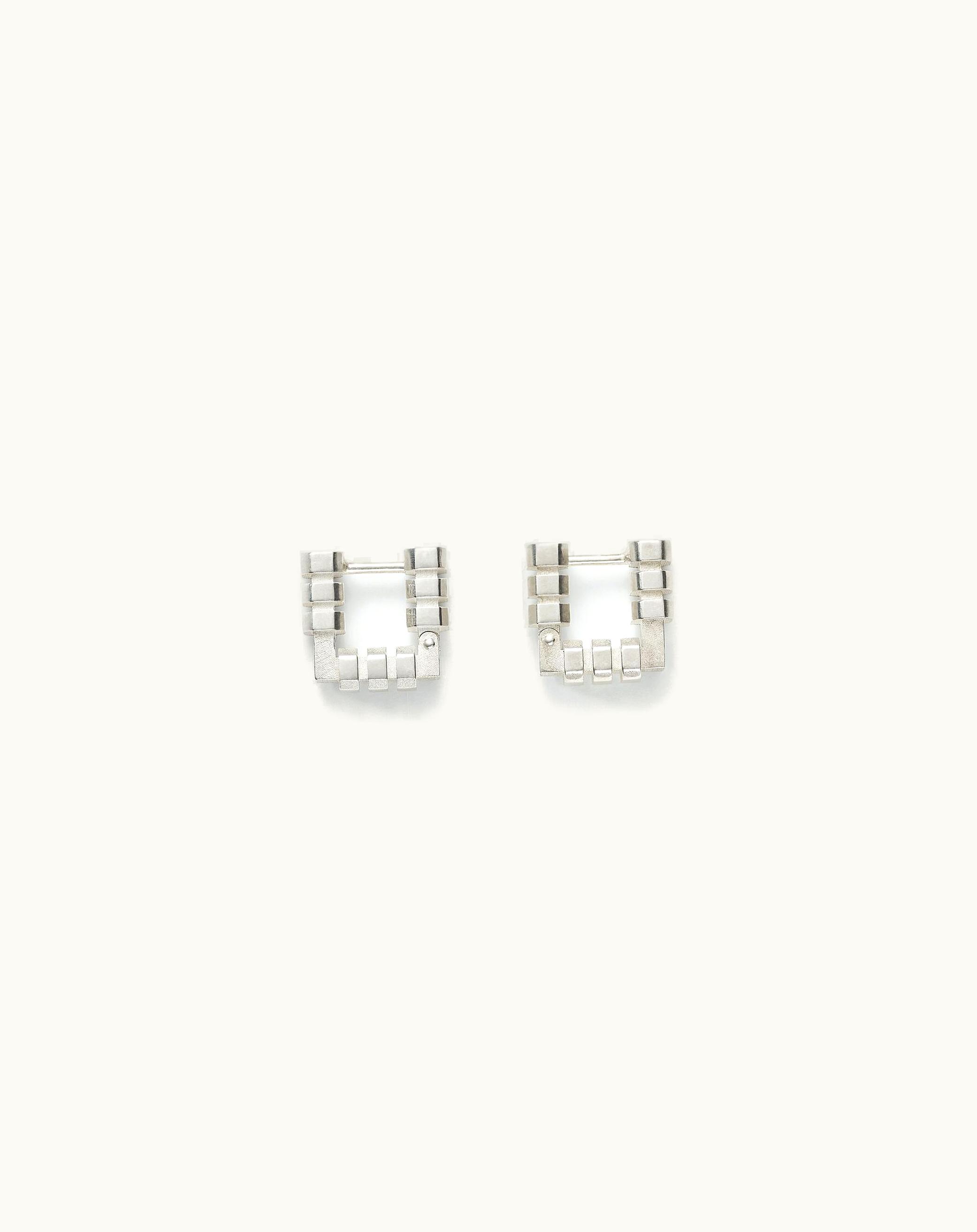 Bottega Veneta Bottega Veneta Women's Brick Hoop Earrings In Silver