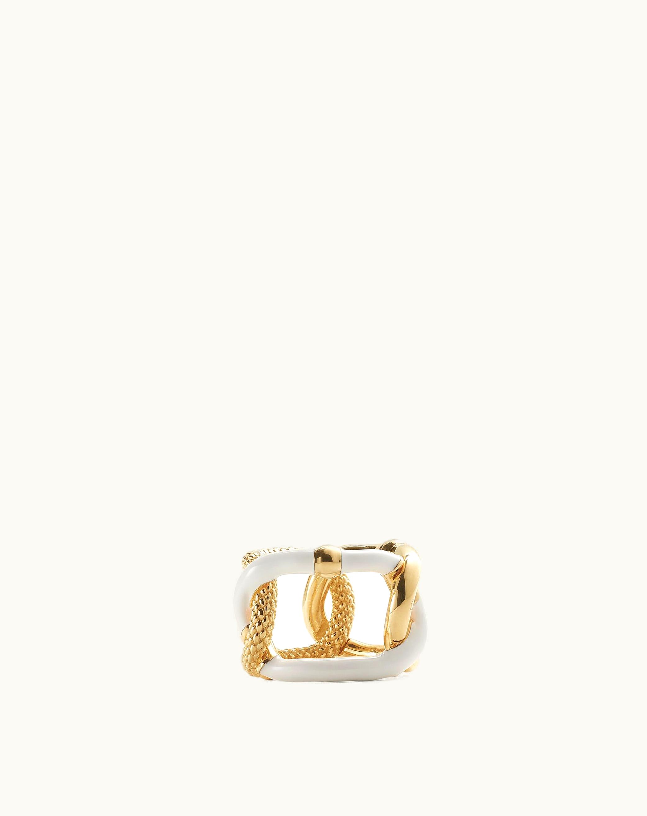 Bottega Veneta Bottega Veneta Women's Intreccio Chain Ring In White