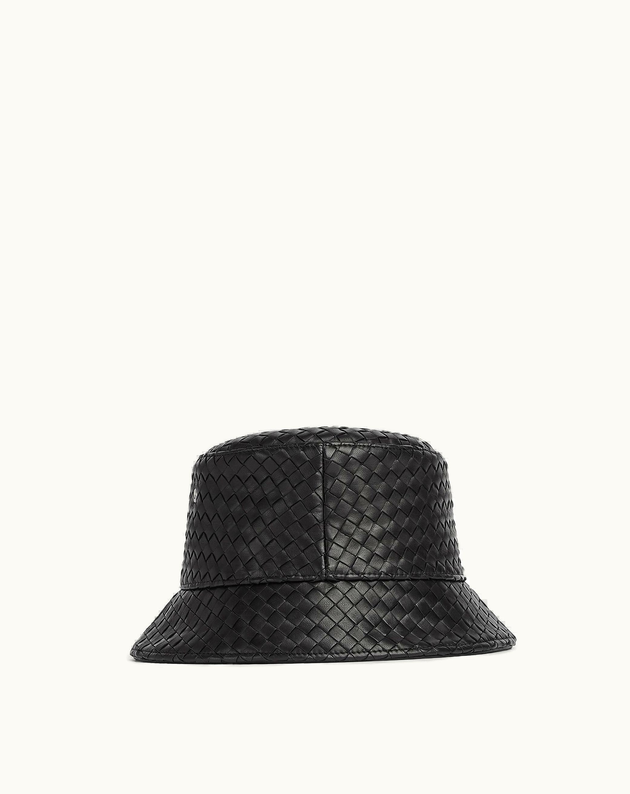 Bottega Veneta Bottega Veneta Men's Intrecciato Leather Bucket Hat In Black