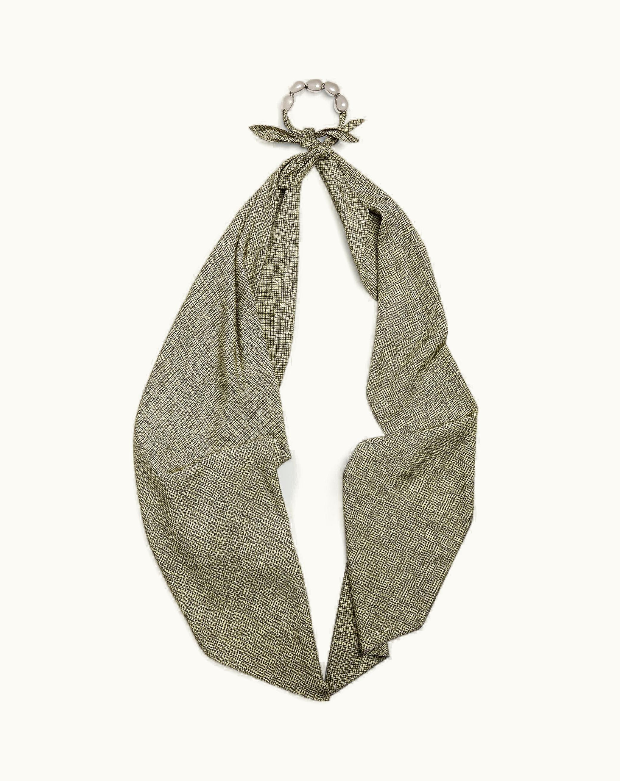 Bottega Veneta Bottega Veneta Women's Printed Viscose Silk Beads Scarf In Yellow / Charcoal